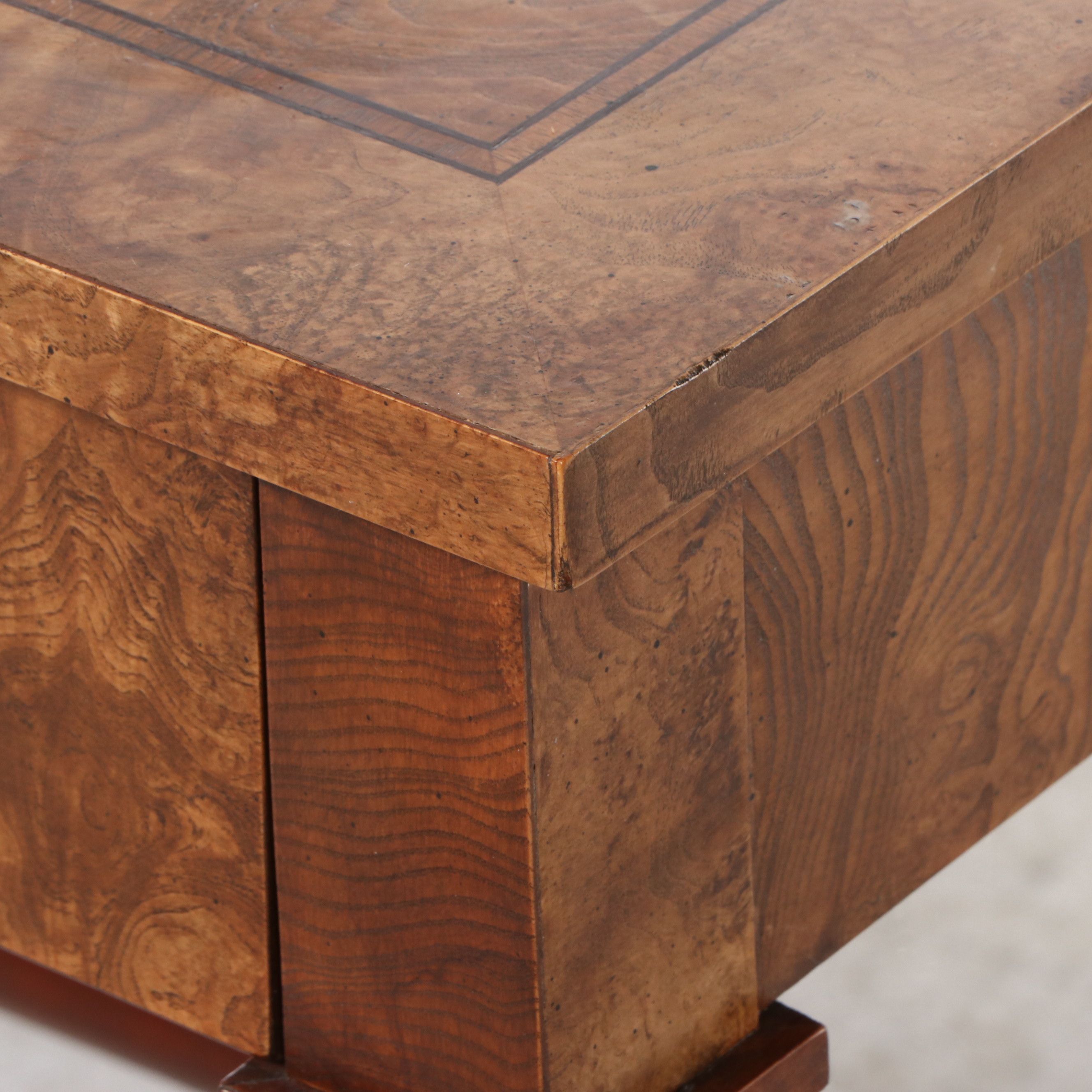 Baker Furniture Neoclassical Style Burl Wood Writing Table