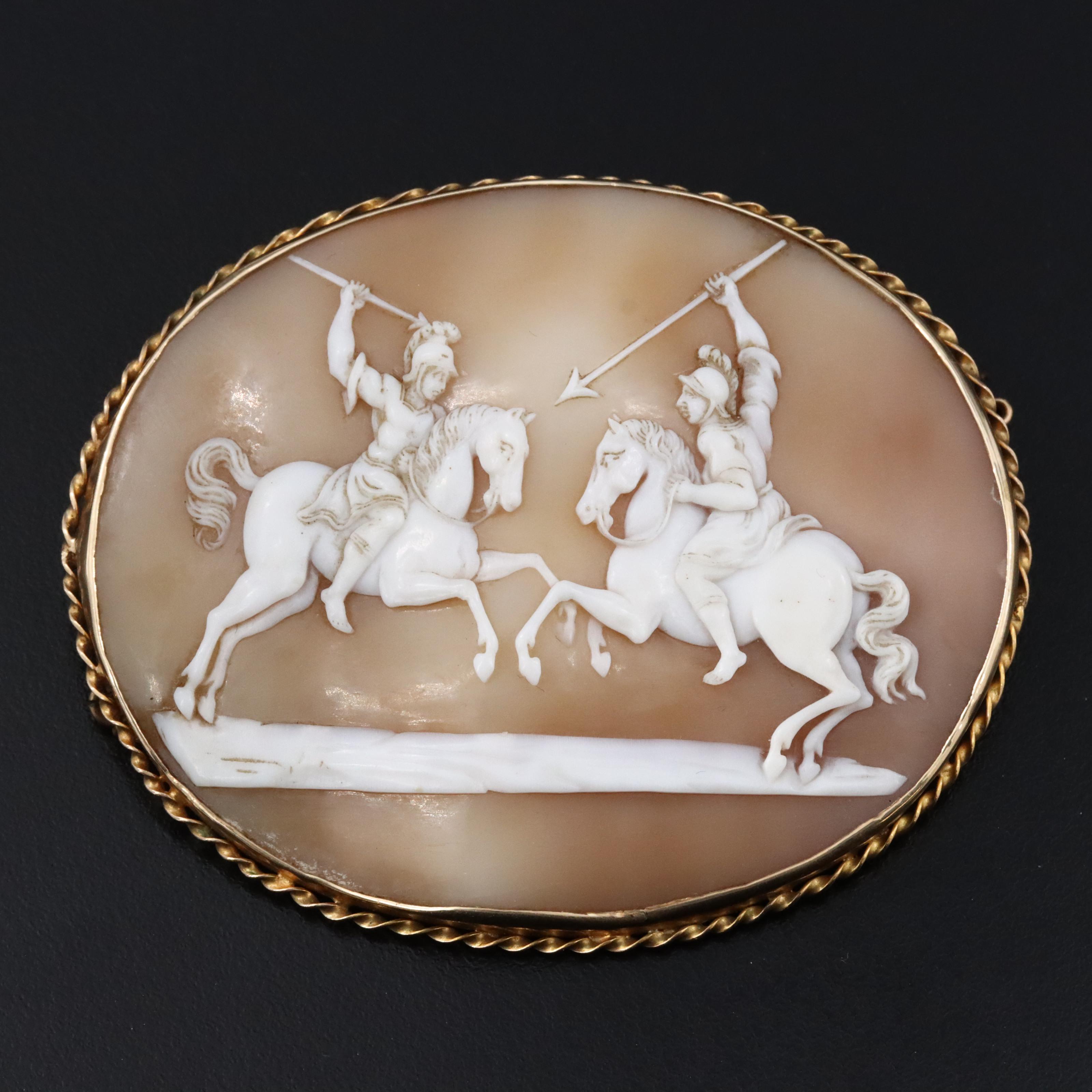 Victorian 10K Shell Cameo Brooch
