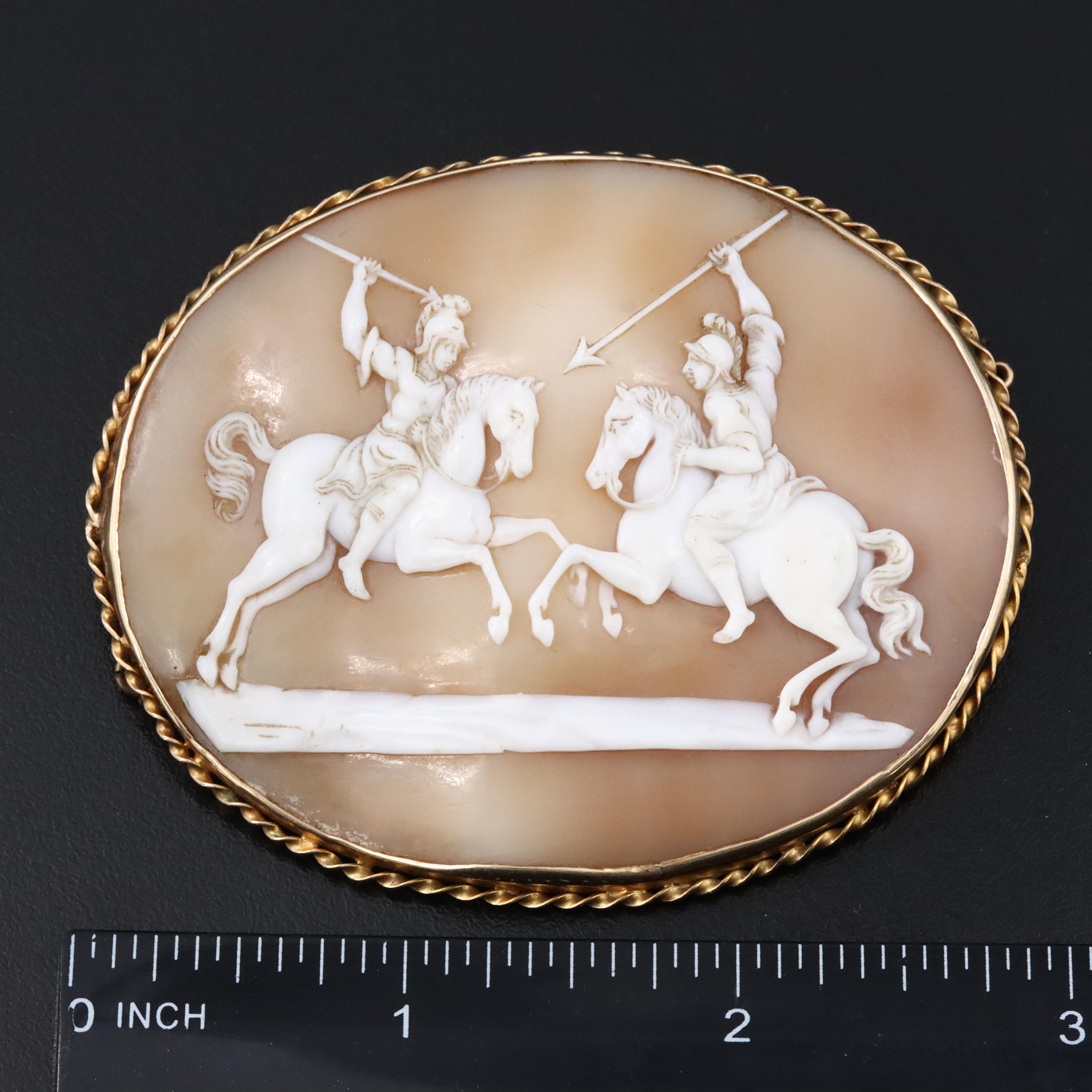 Victorian 10K Shell Cameo Brooch