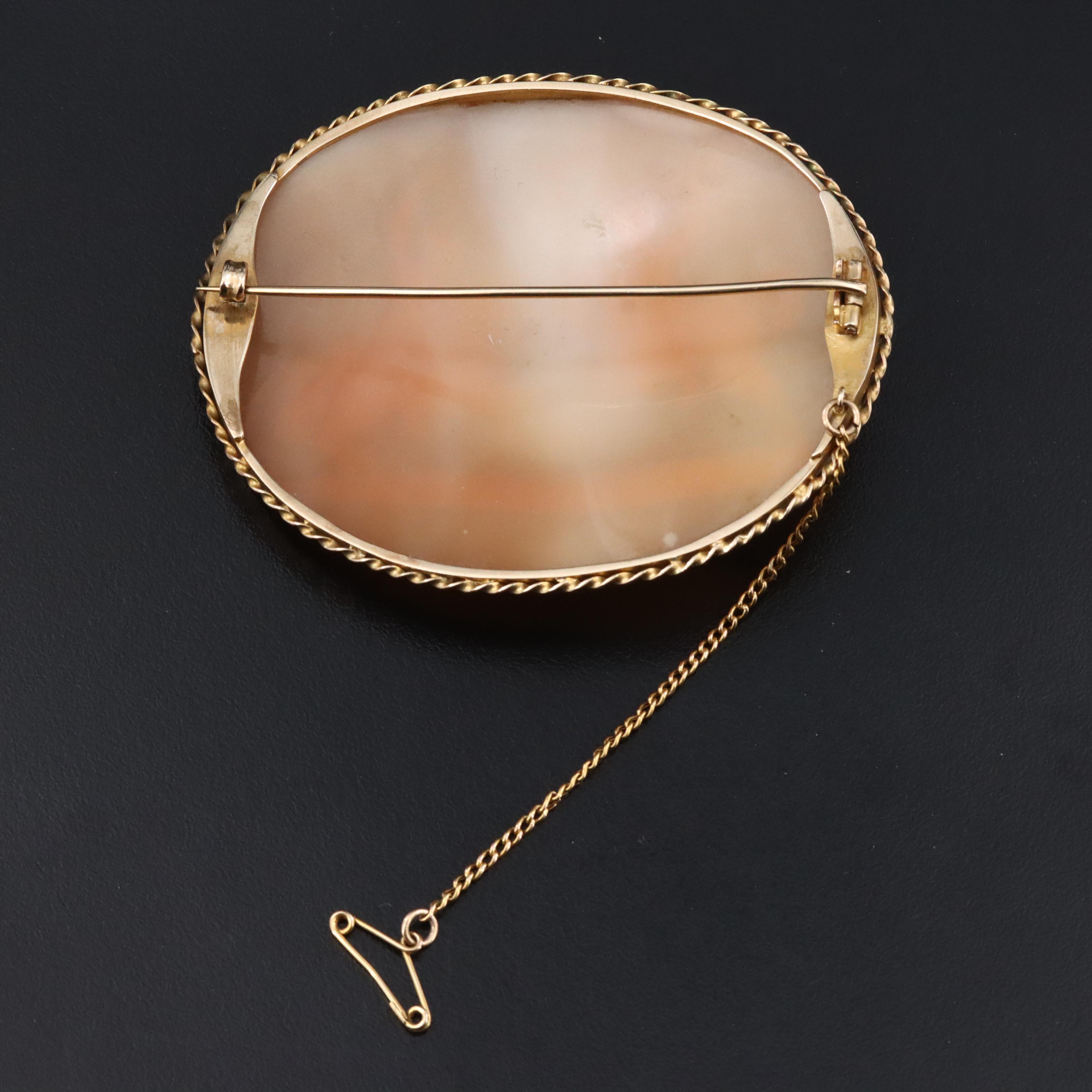 Victorian 10K Shell Cameo Brooch