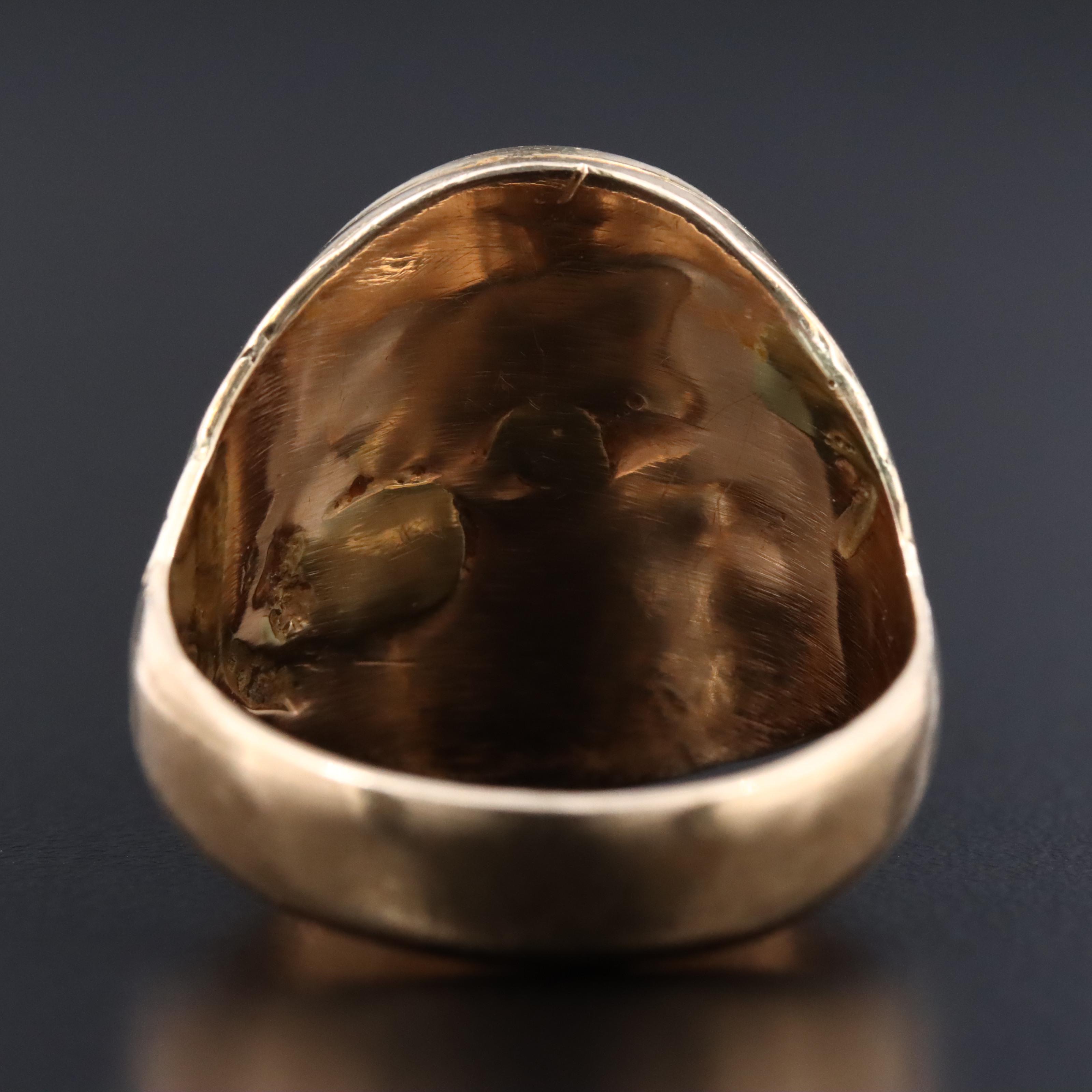 14K Jadeite Bezel Set Ring