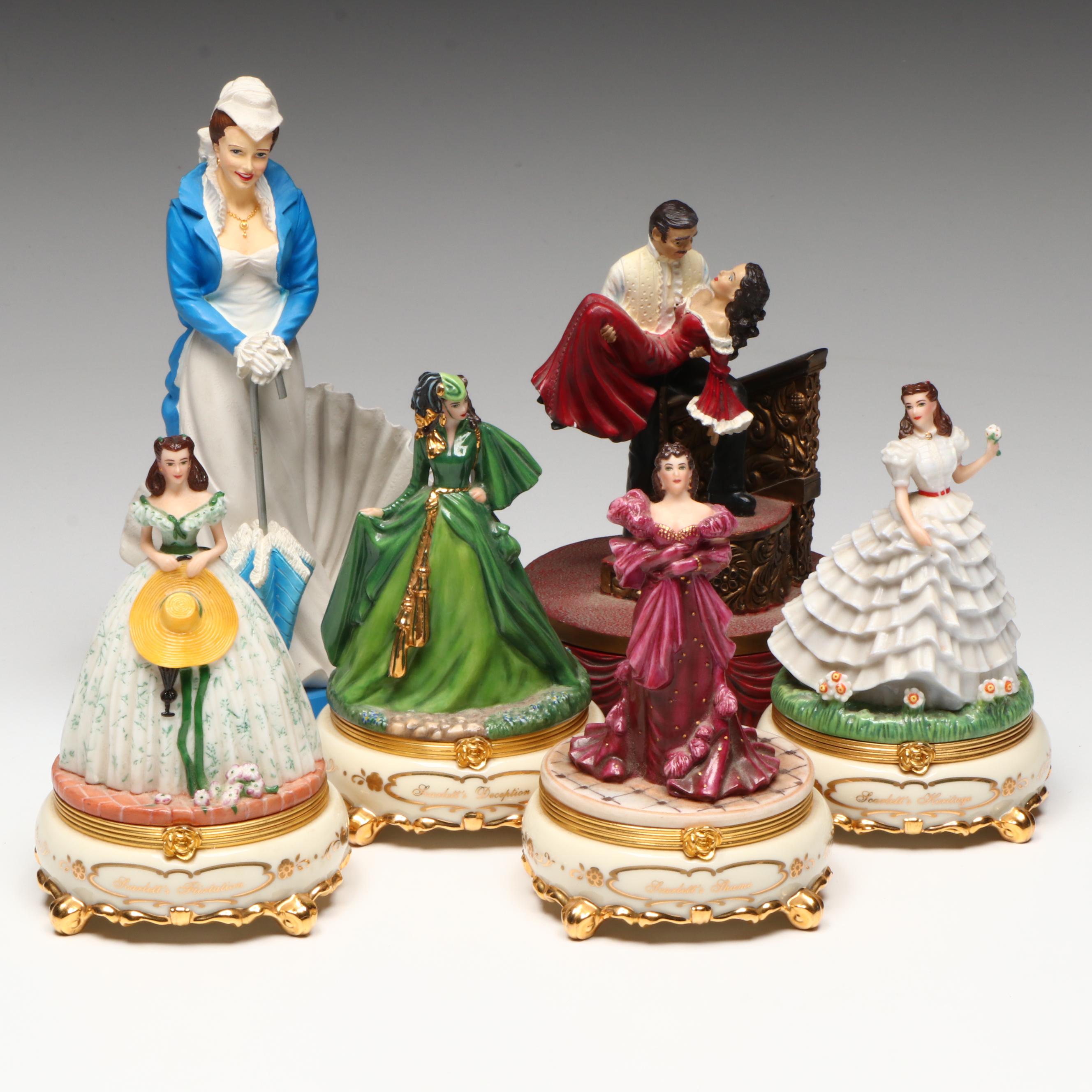 "Gone with the Wind" Scarlett O'Hara Figurines and Ceramic Decorative Boxes