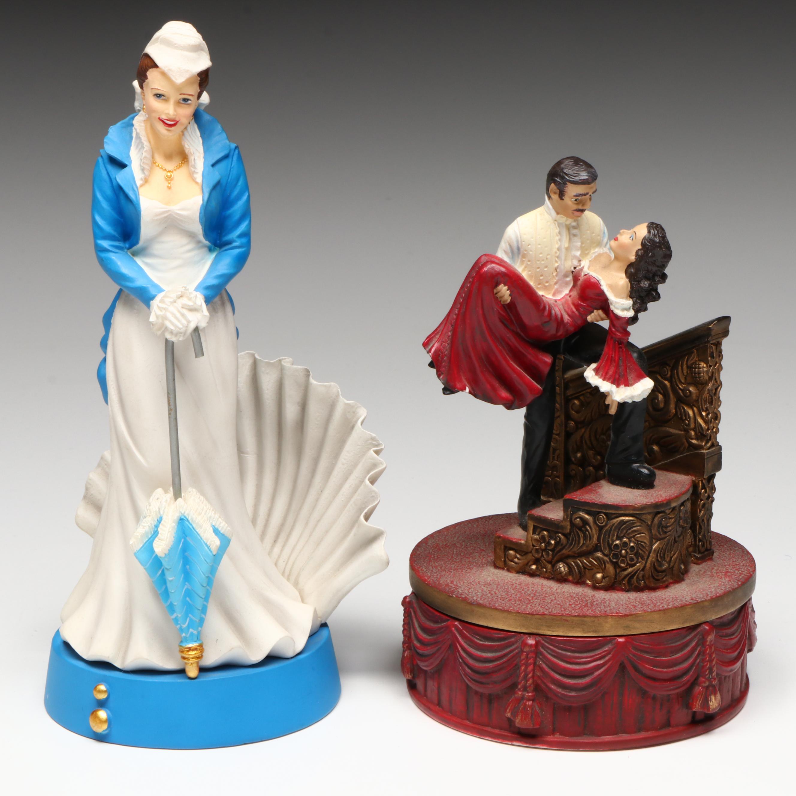 "Gone with the Wind" Scarlett O'Hara Figurines and Ceramic Decorative Boxes