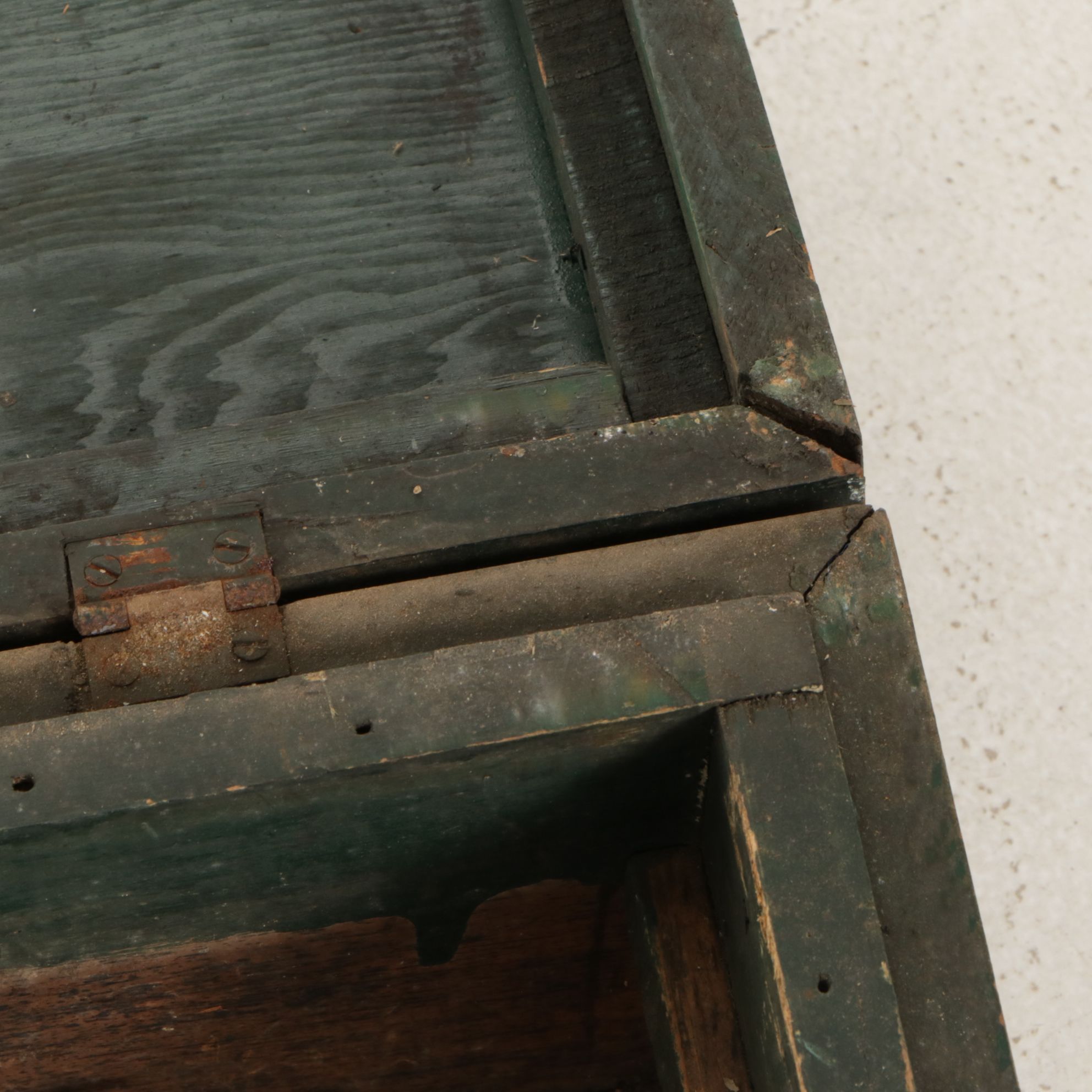 American Primitive Painted Wooden Tool Chests with Assorted Tools