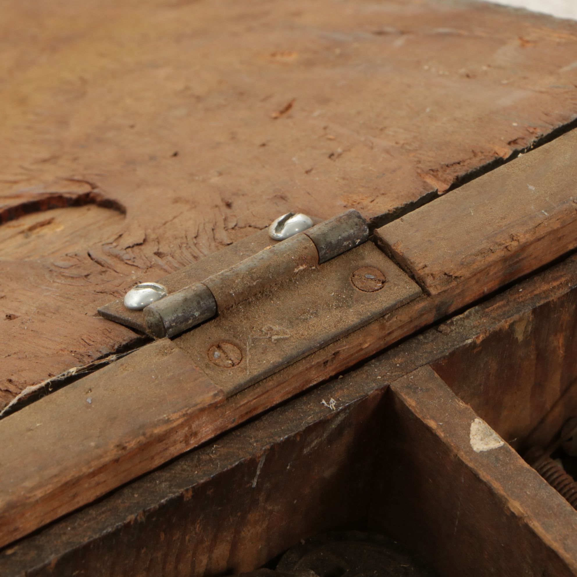 American Primitive Painted Wooden Tool Chests with Assorted Tools