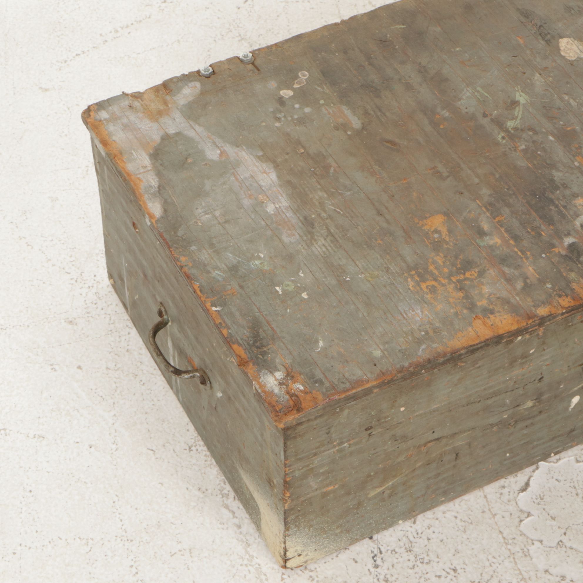 American Primitive Painted Wooden Tool Chests with Assorted Tools