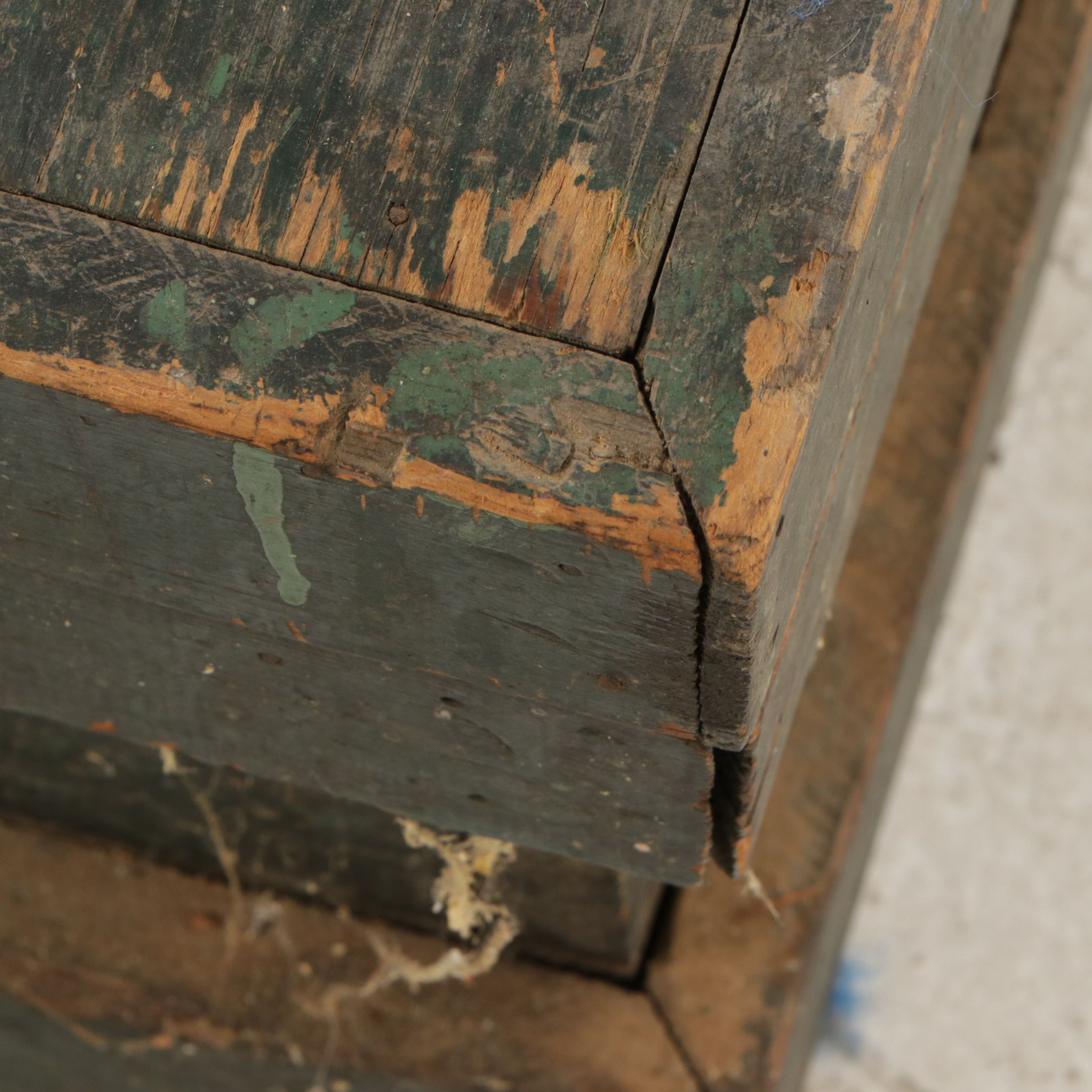 American Primitive Painted Wooden Tool Chests with Assorted Tools