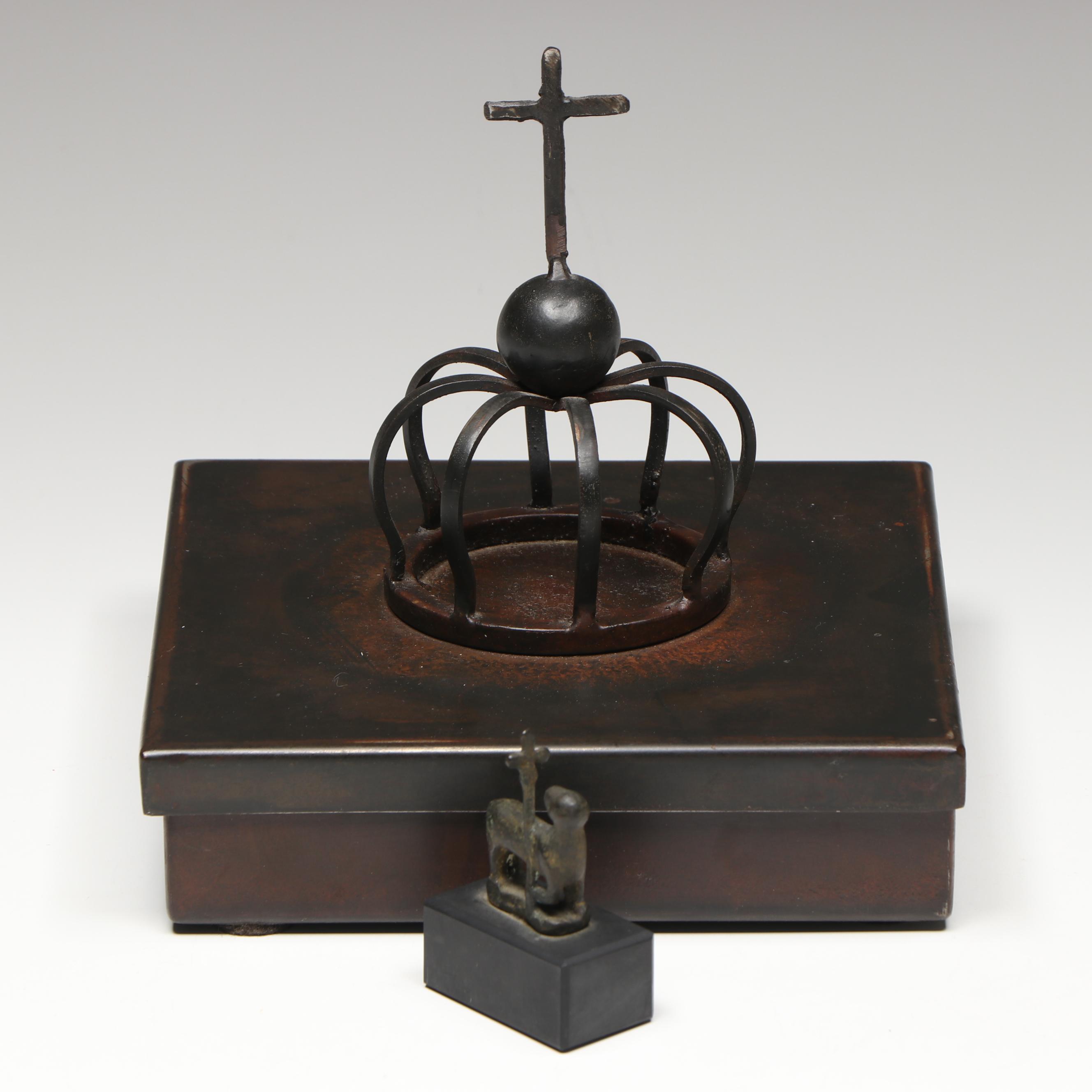Jan Barboglio Carlotta Iron Box with Byzantium Style Agnus Dei Figurine