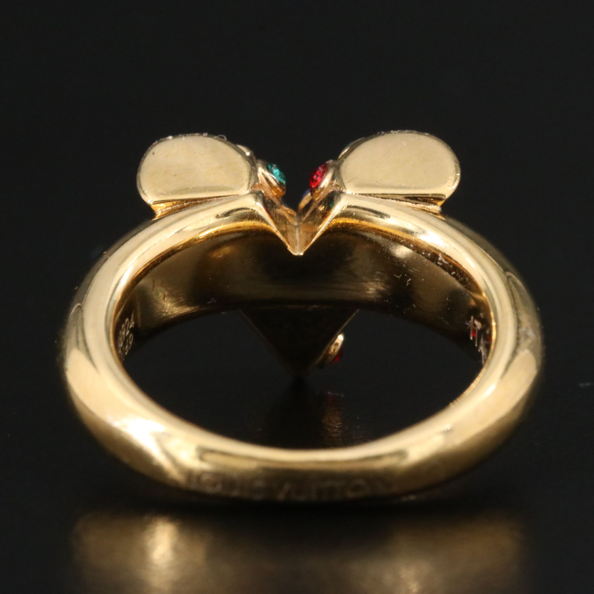 Louis Vuitton Jewel Tone Glass Crystal Essential V Ring