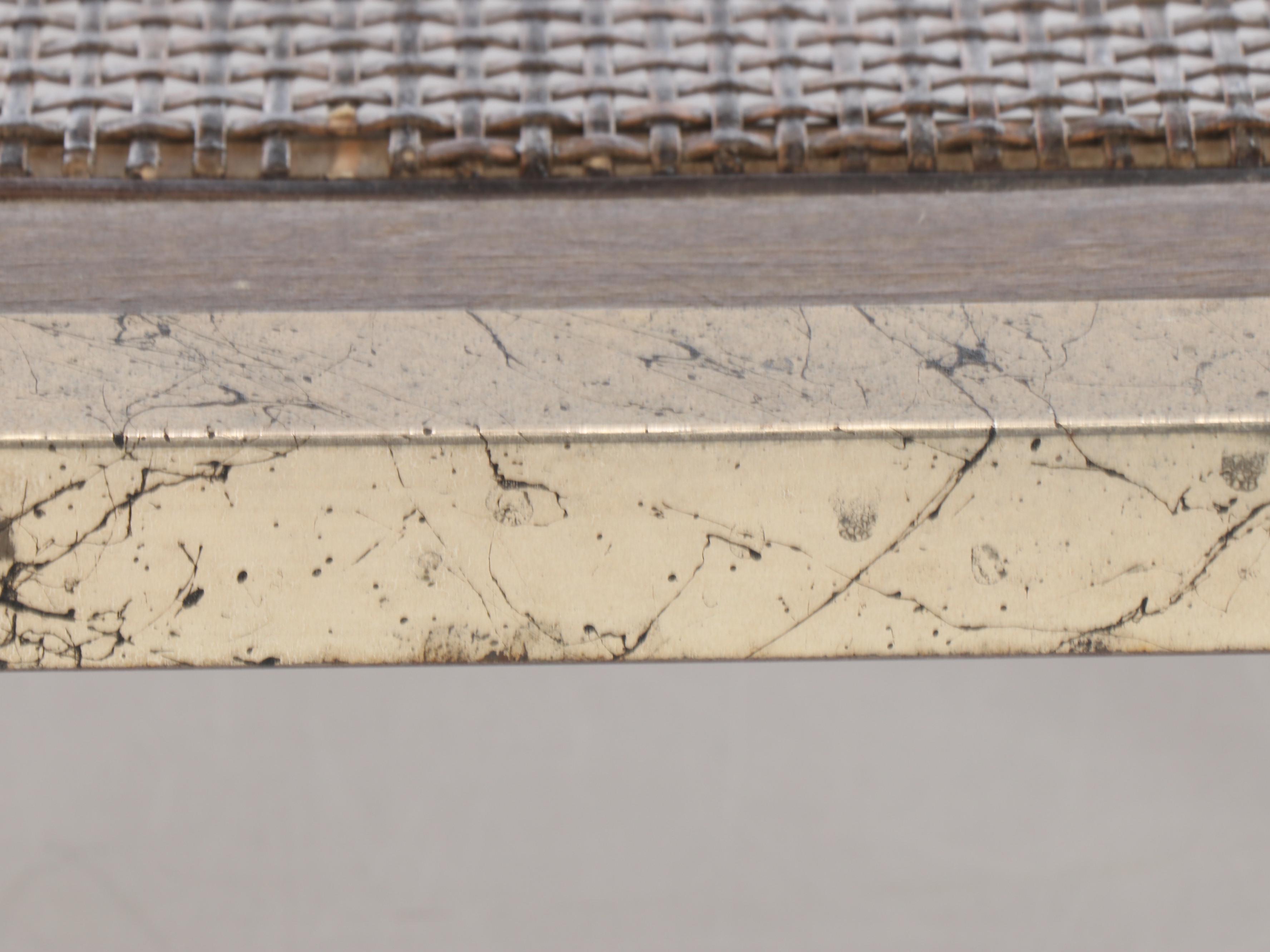 Maison Jensen  Regency Style Gilt Finish and Wicker Glass Top Side Tables