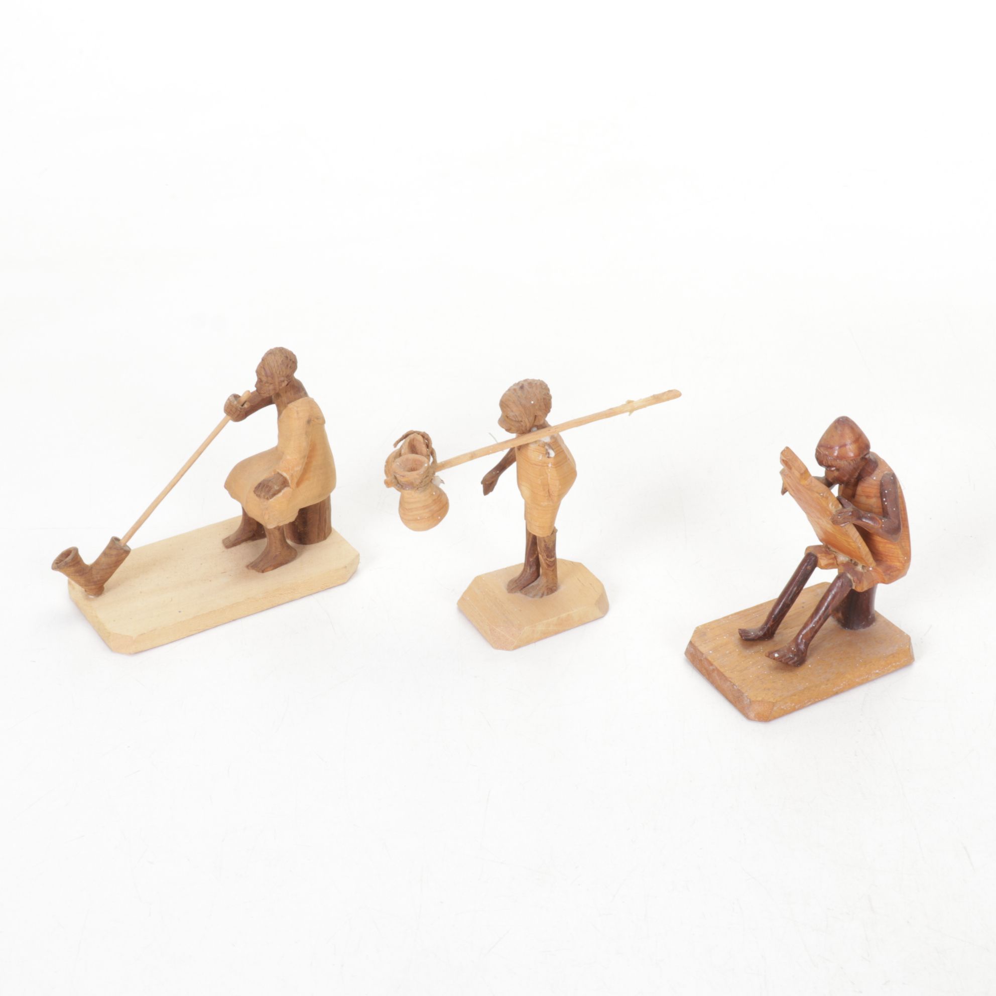 Nigerian Handmade Carved Thornwood and Other Figurines