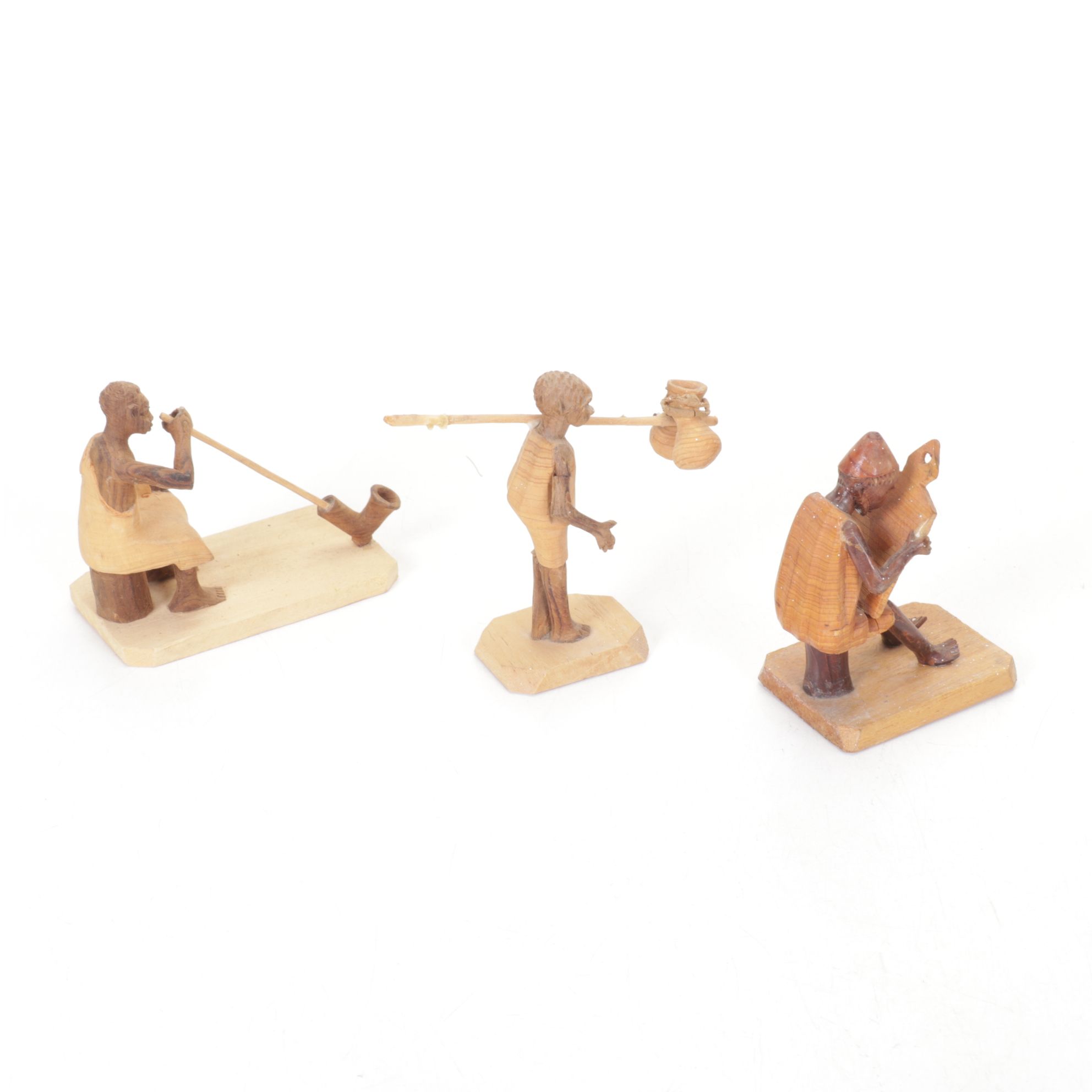 Nigerian Handmade Carved Thornwood and Other Figurines
