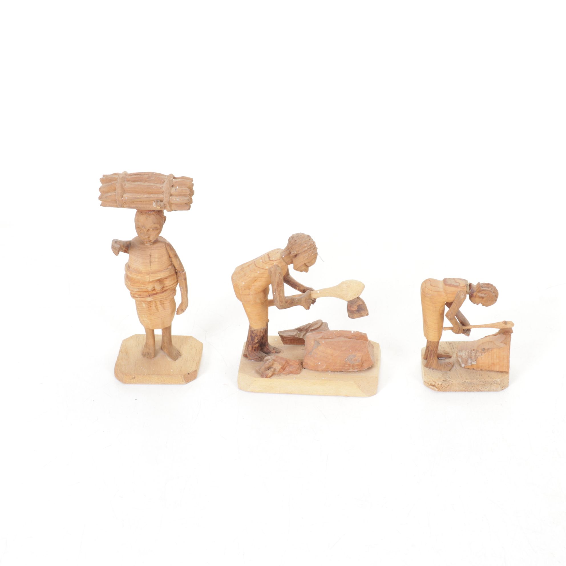 Nigerian Handmade Carved Thornwood and Other Figurines