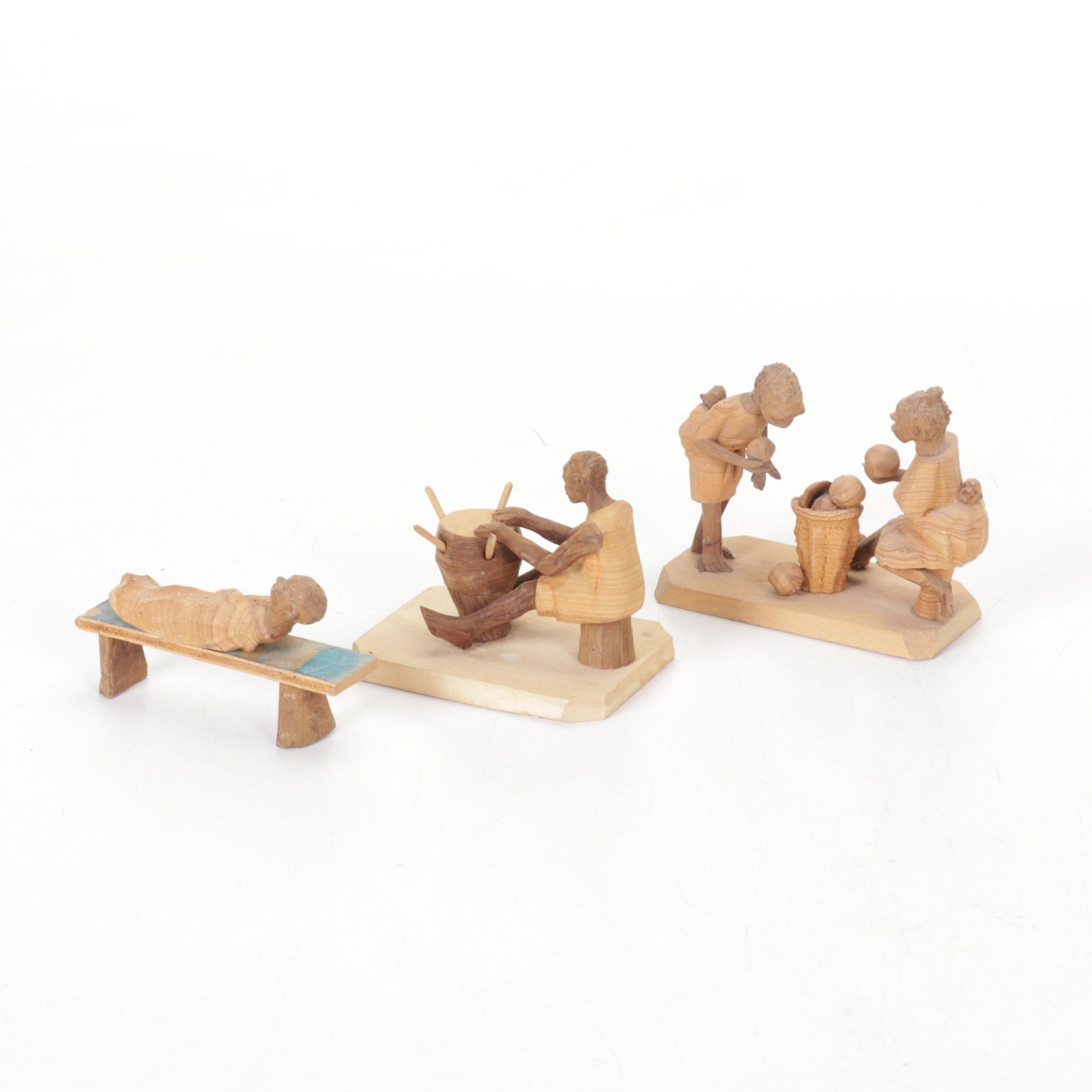 Nigerian Handmade Carved Thornwood and Other Figurines
