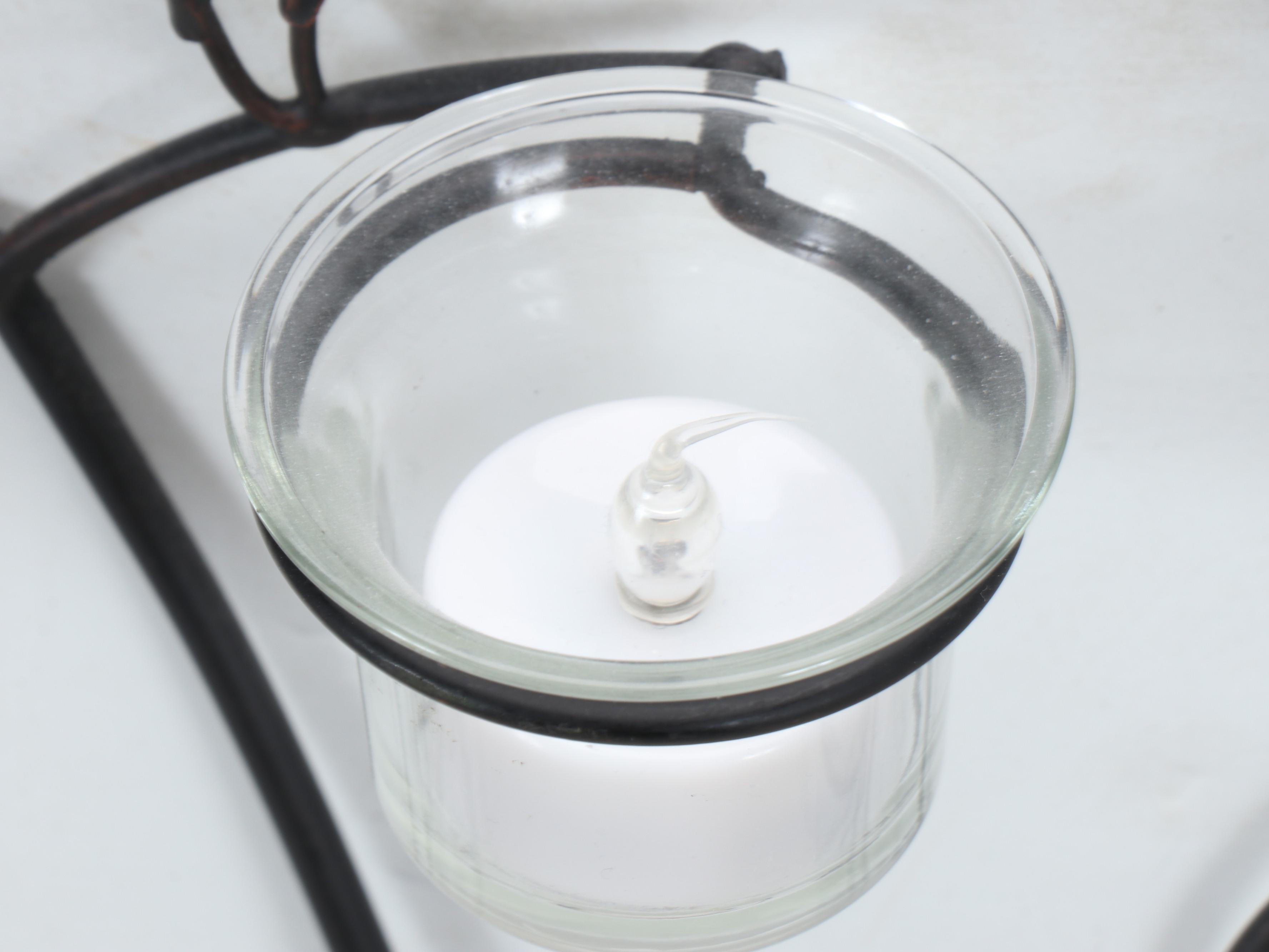 Foliage Wrought Metal Wall Decor Candle Holder with LED Votives