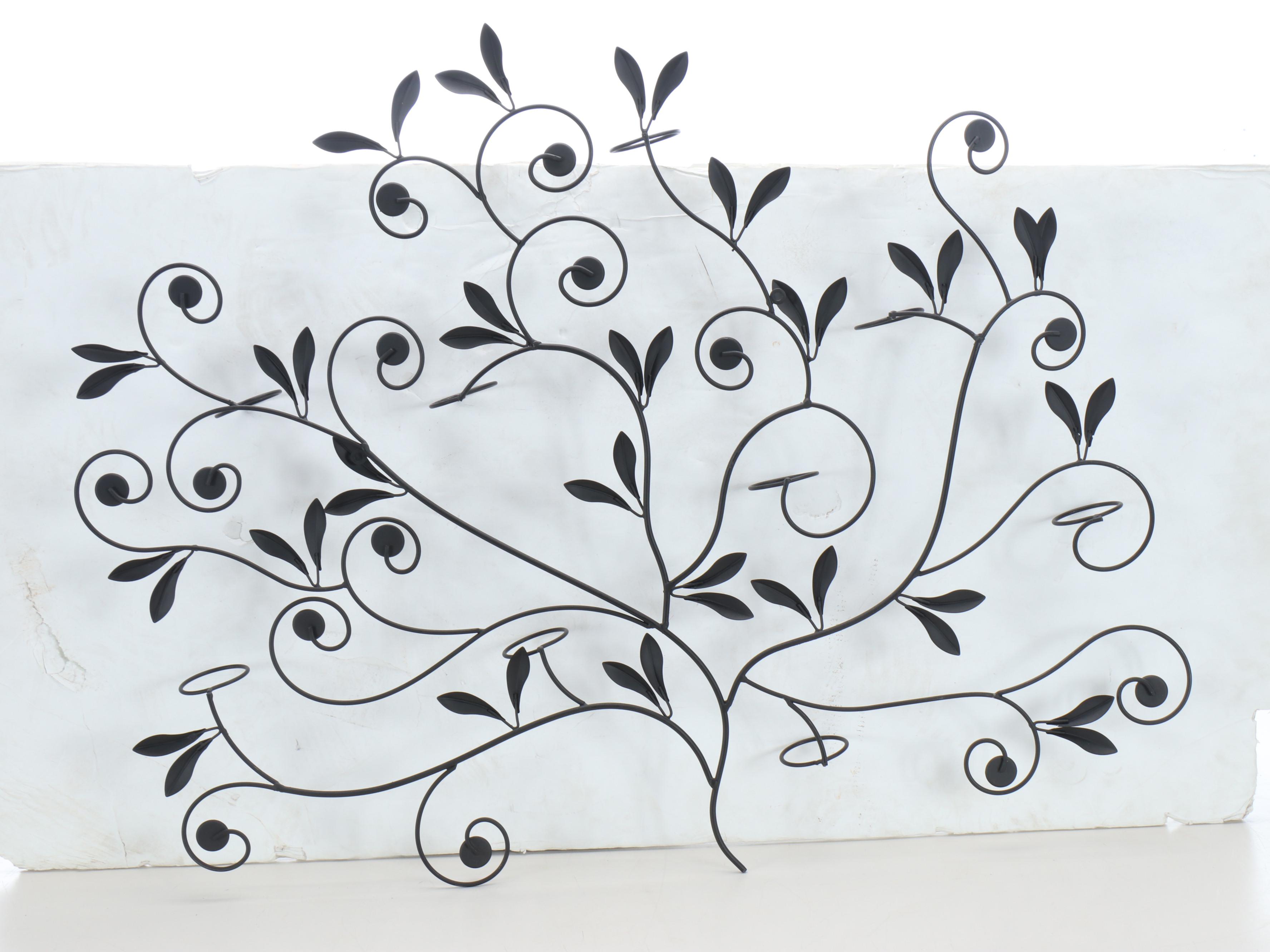 Foliage Wrought Metal Wall Decor Candle Holder with LED Votives