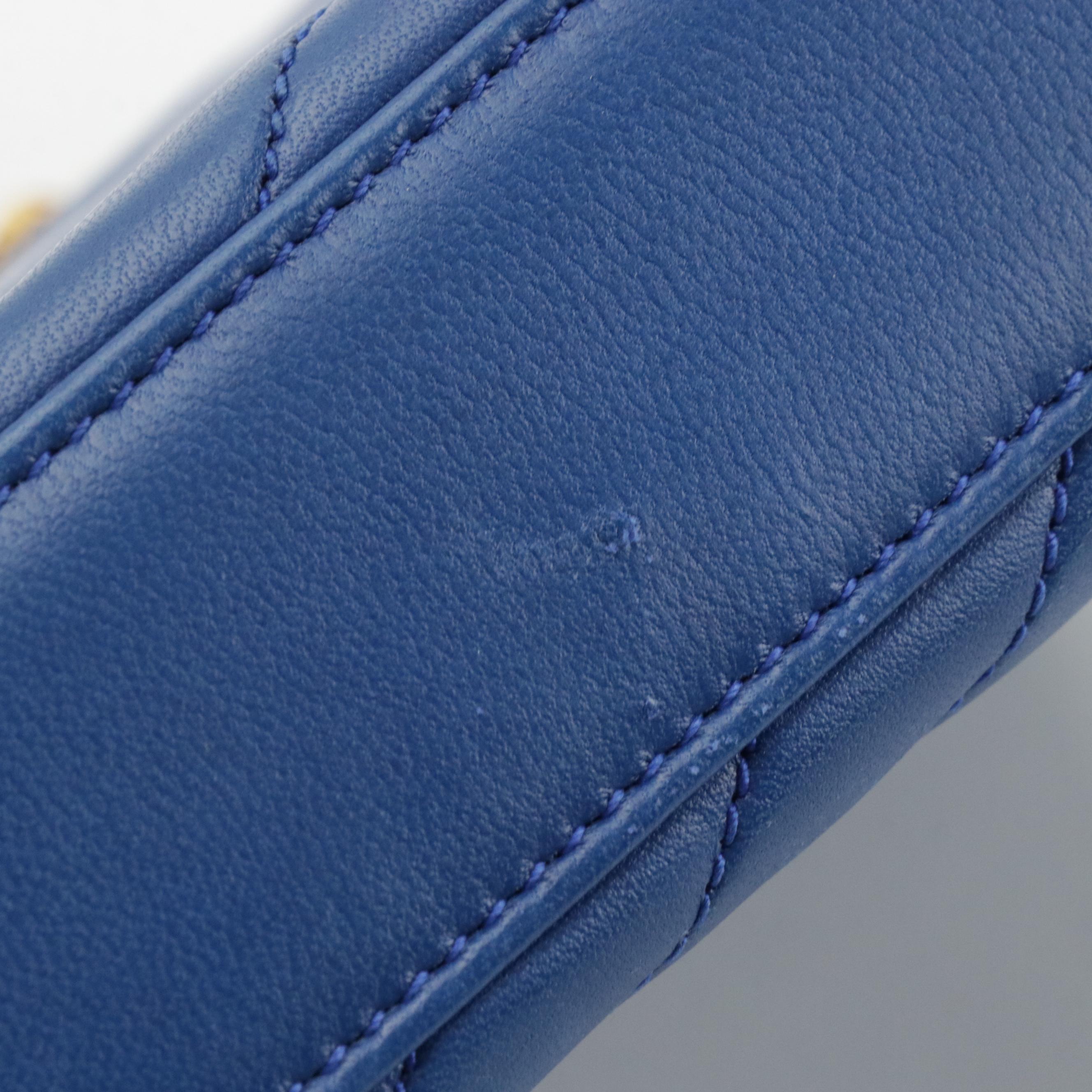 Saint Laurent Envelope Flap Crossbody Bag in Royal Blue Chevron Quilted Calfksin