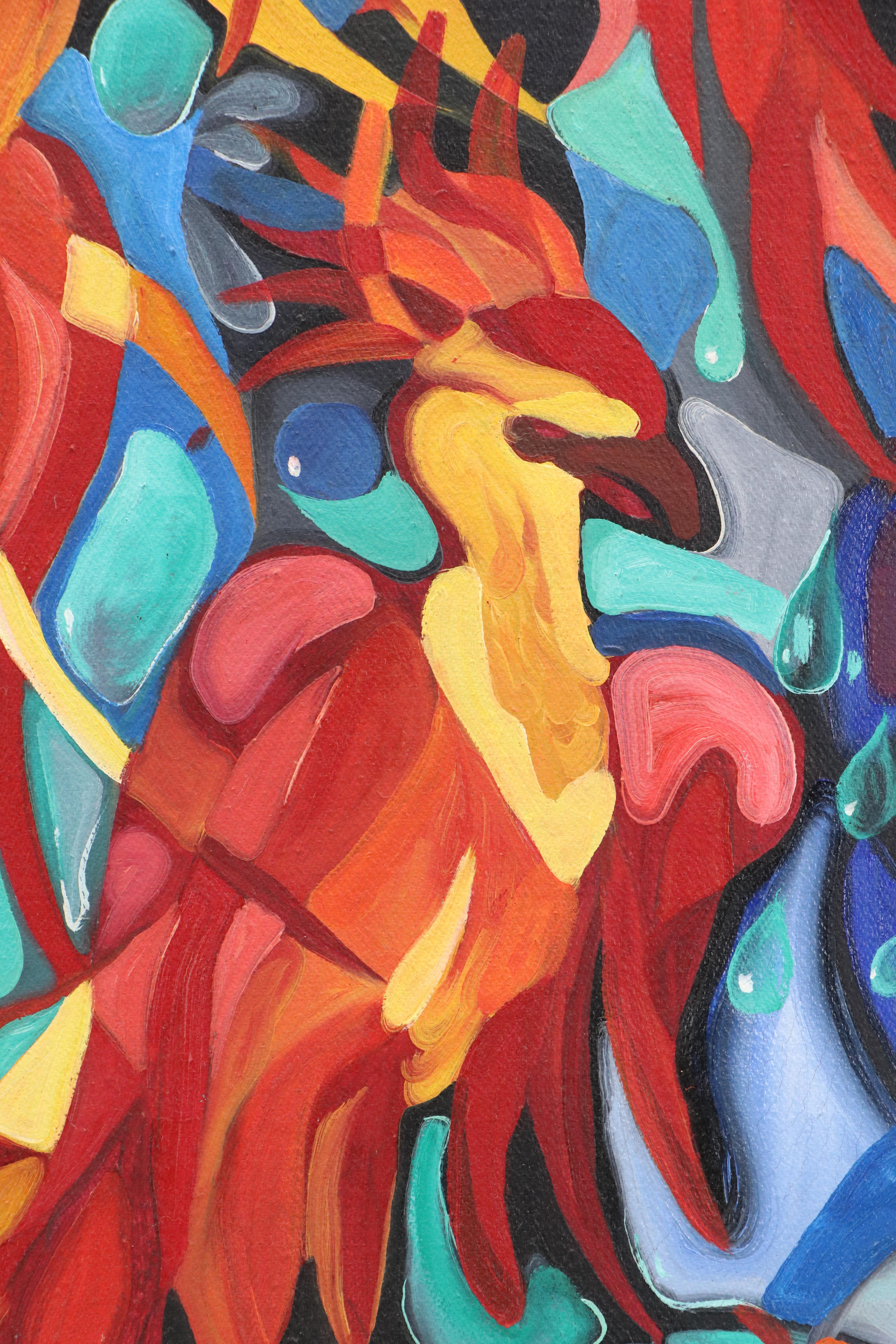 Elena Bissinger Acrylic Painting Diptych "Firebirds," 2003