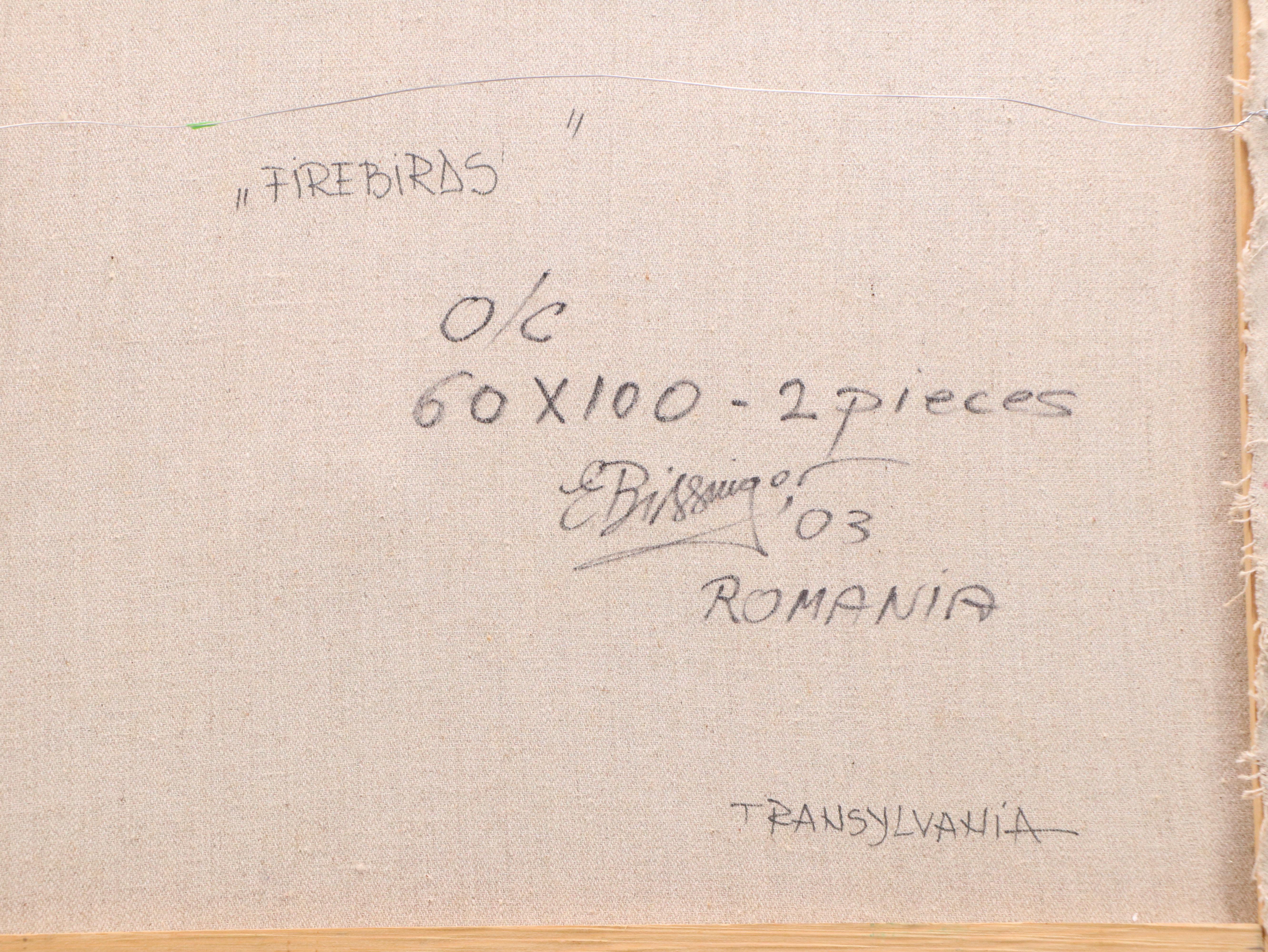 Elena Bissinger Acrylic Painting Diptych "Firebirds," 2003