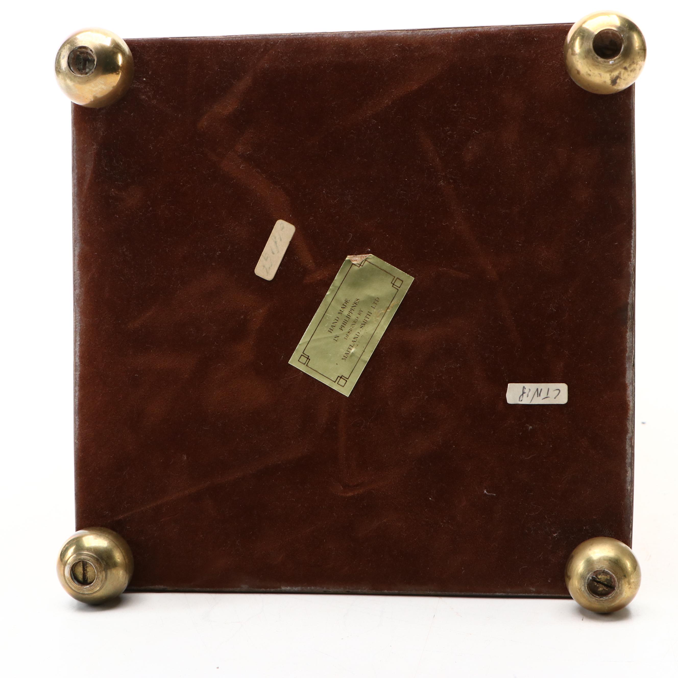 Maitland-Smith Brass Bordered Exotic Hardwood Obelisk