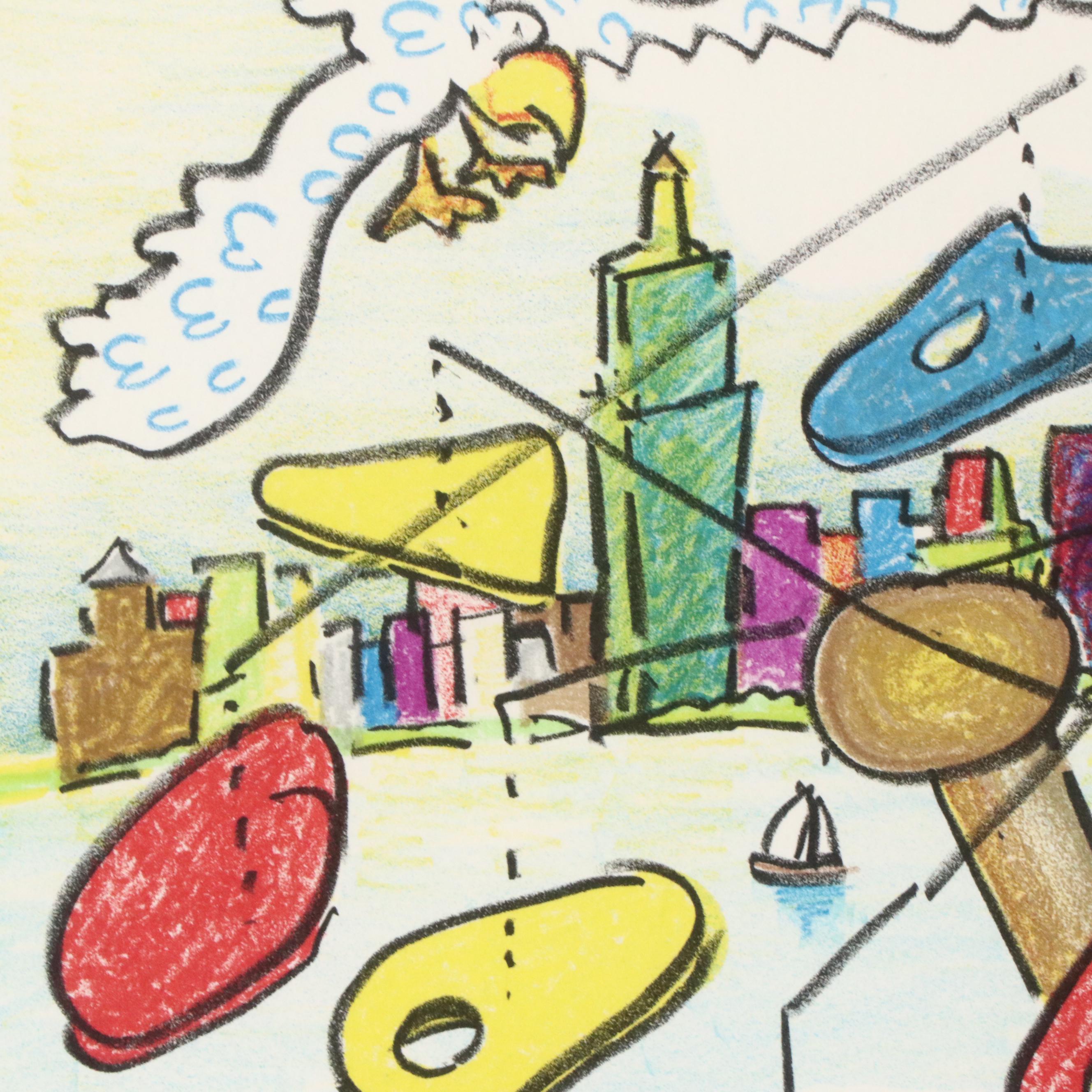 Red Grooms Color Lithograph "Mayor Byrne's Mile of Sculpture," 1982