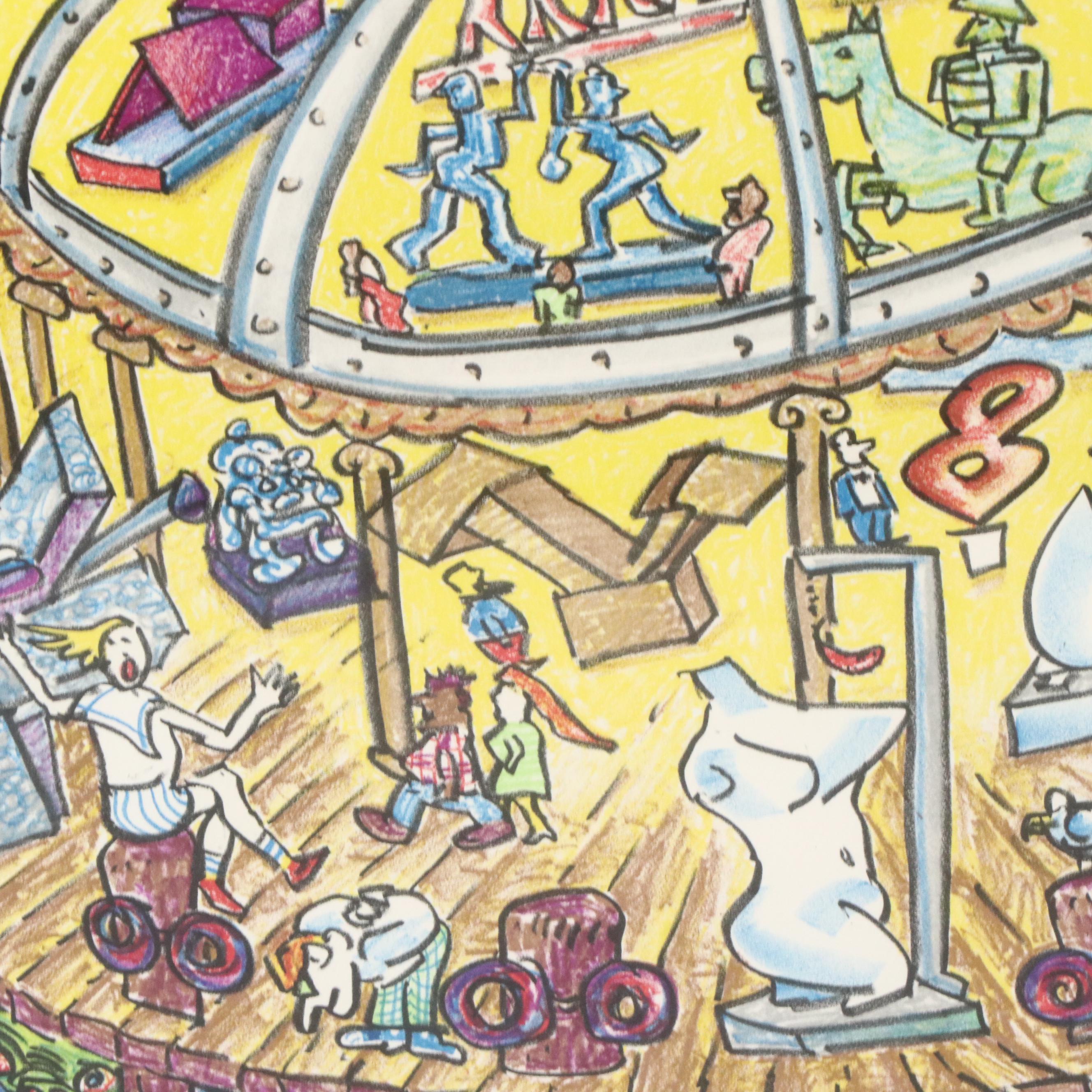 Red Grooms Color Lithograph "Mayor Byrne's Mile of Sculpture," 1982