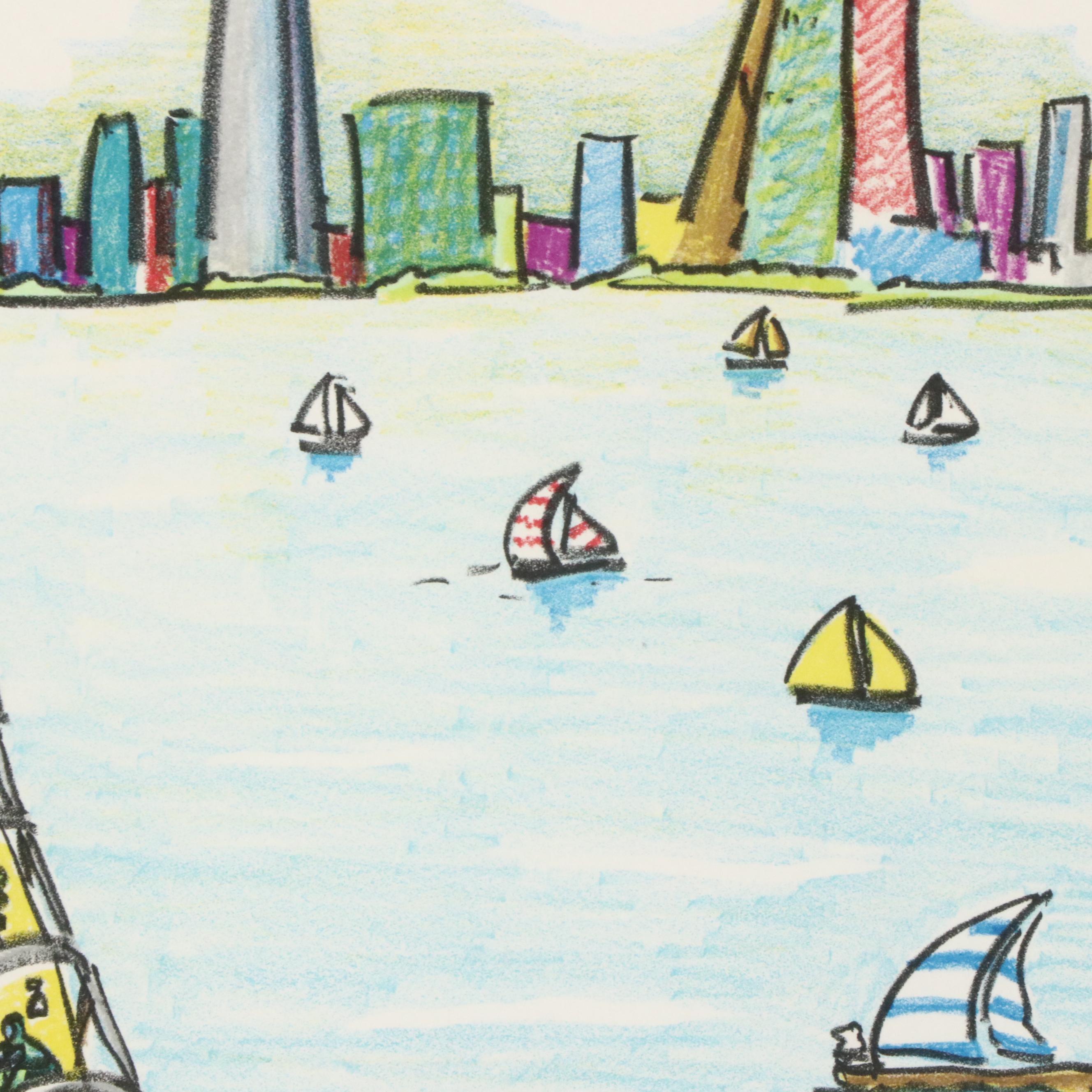 Red Grooms Color Lithograph "Mayor Byrne's Mile of Sculpture," 1982