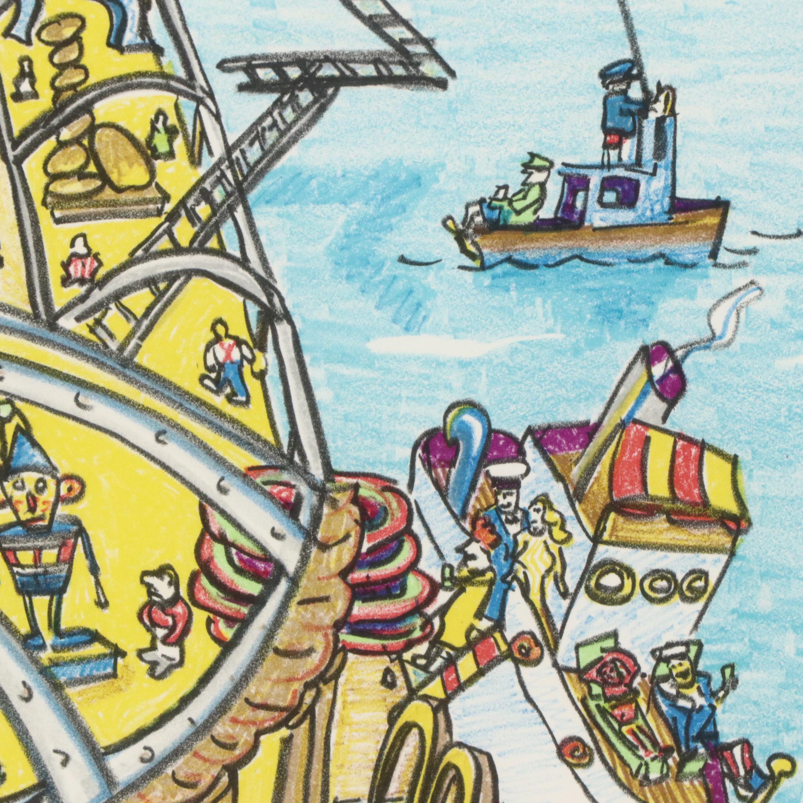 Red Grooms Color Lithograph "Mayor Byrne's Mile of Sculpture," 1982