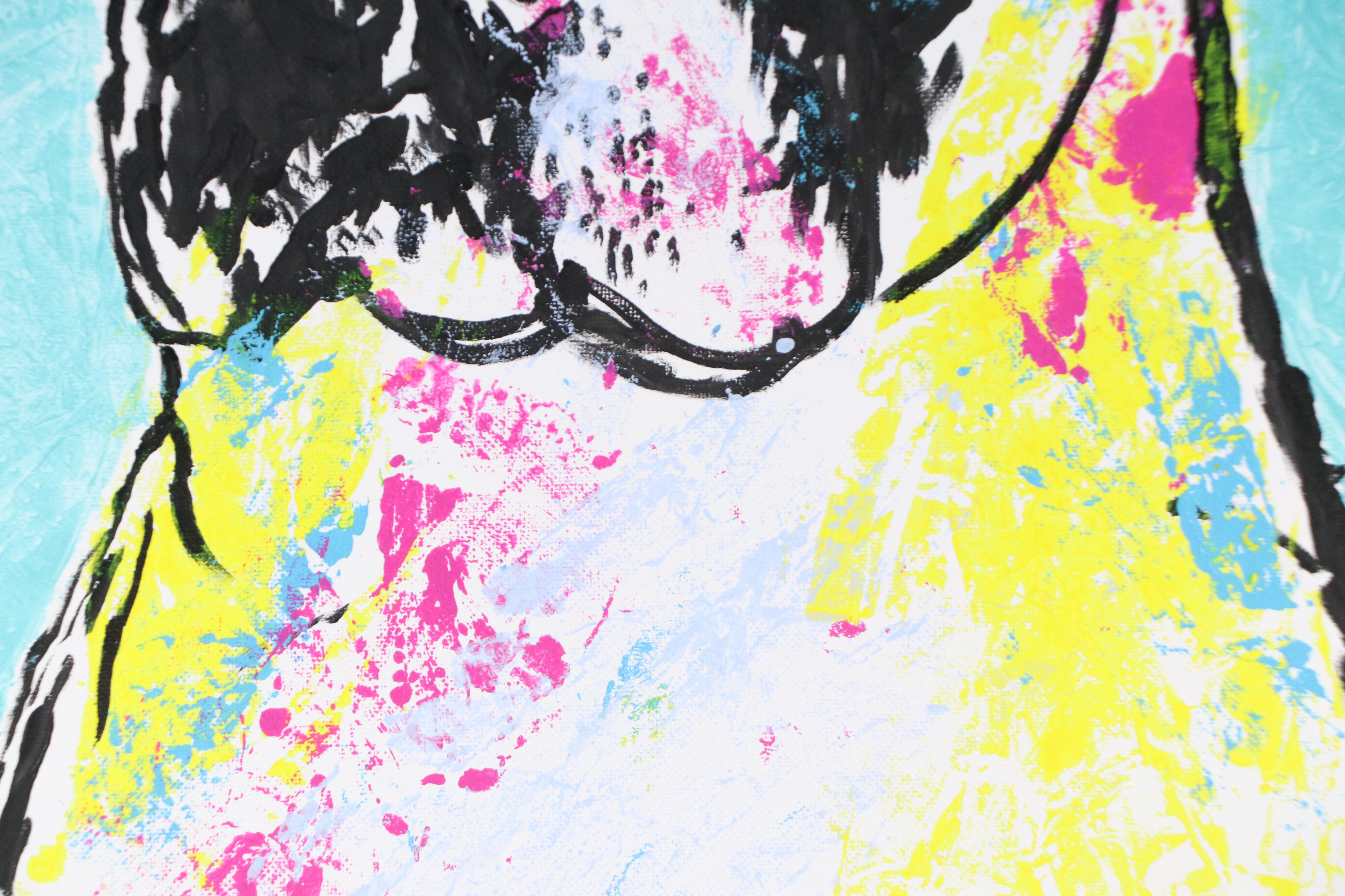 deSanto Stylized Acrylic Painting of Dog "Bulldoppler," 2025