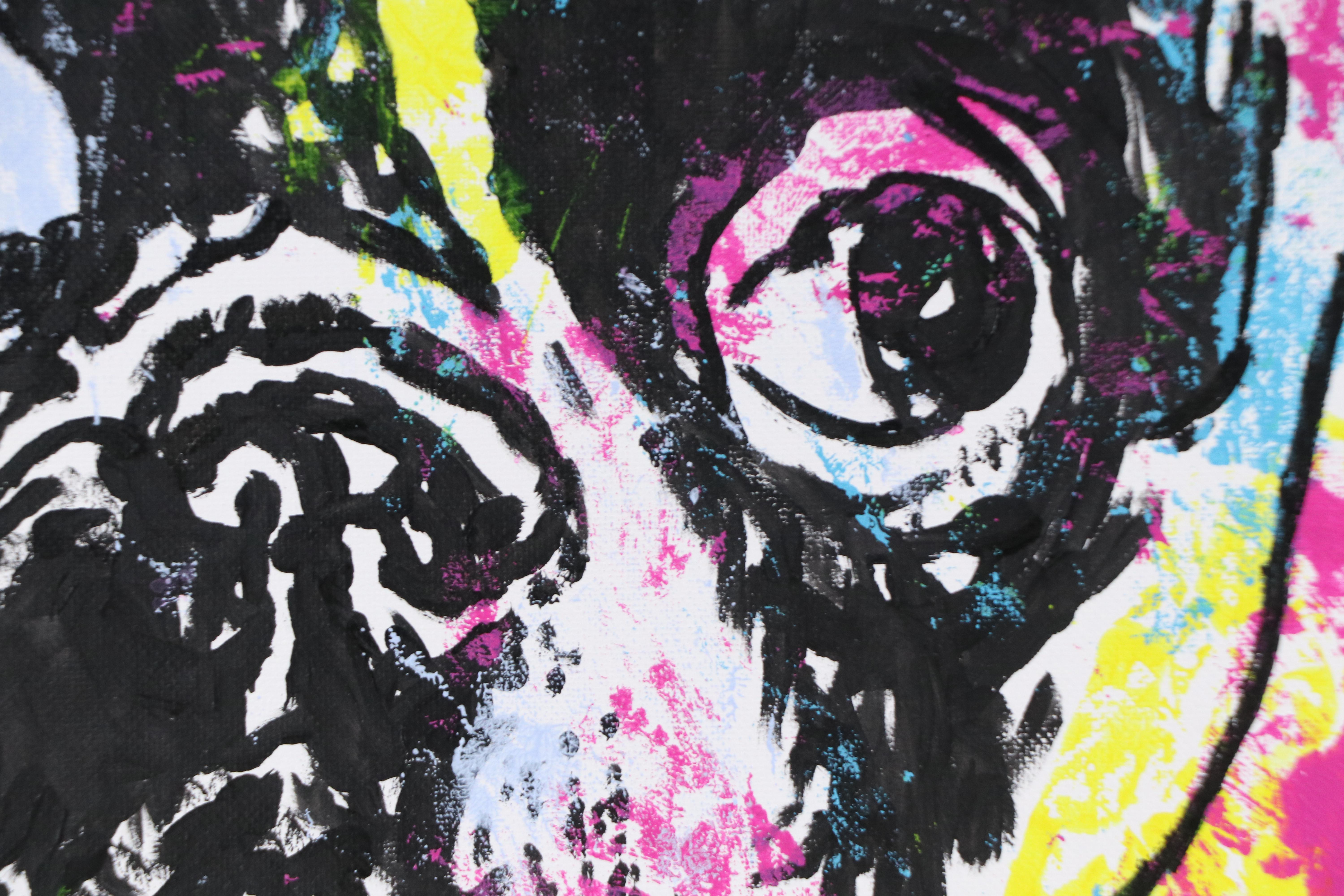 deSanto Stylized Acrylic Painting of Dog "Bulldoppler," 2025