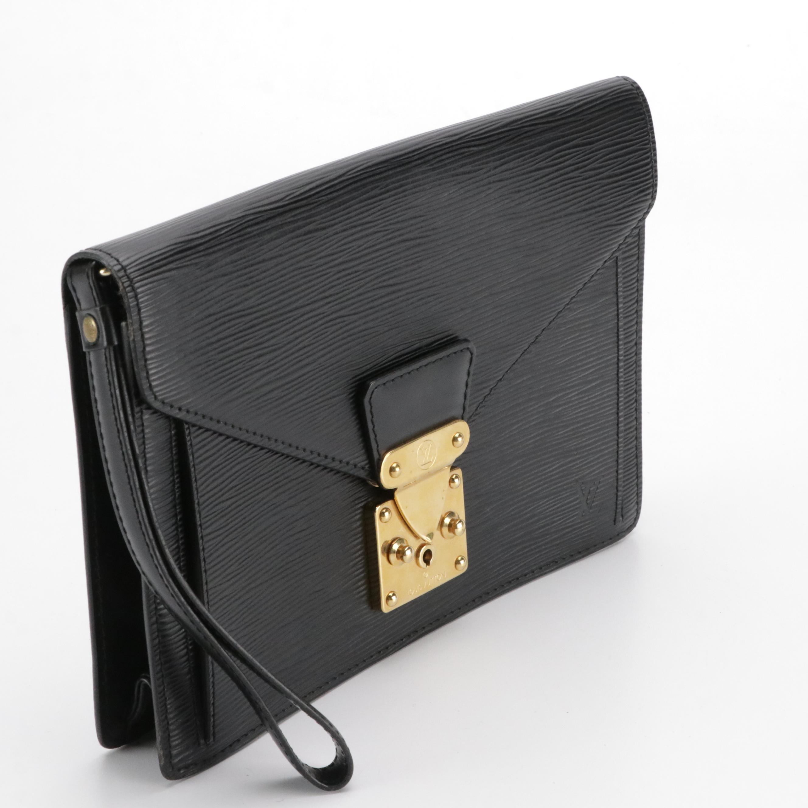 Louis Vuitton Sellier Dragonne Wristlet Clutch in Black Epi Leather