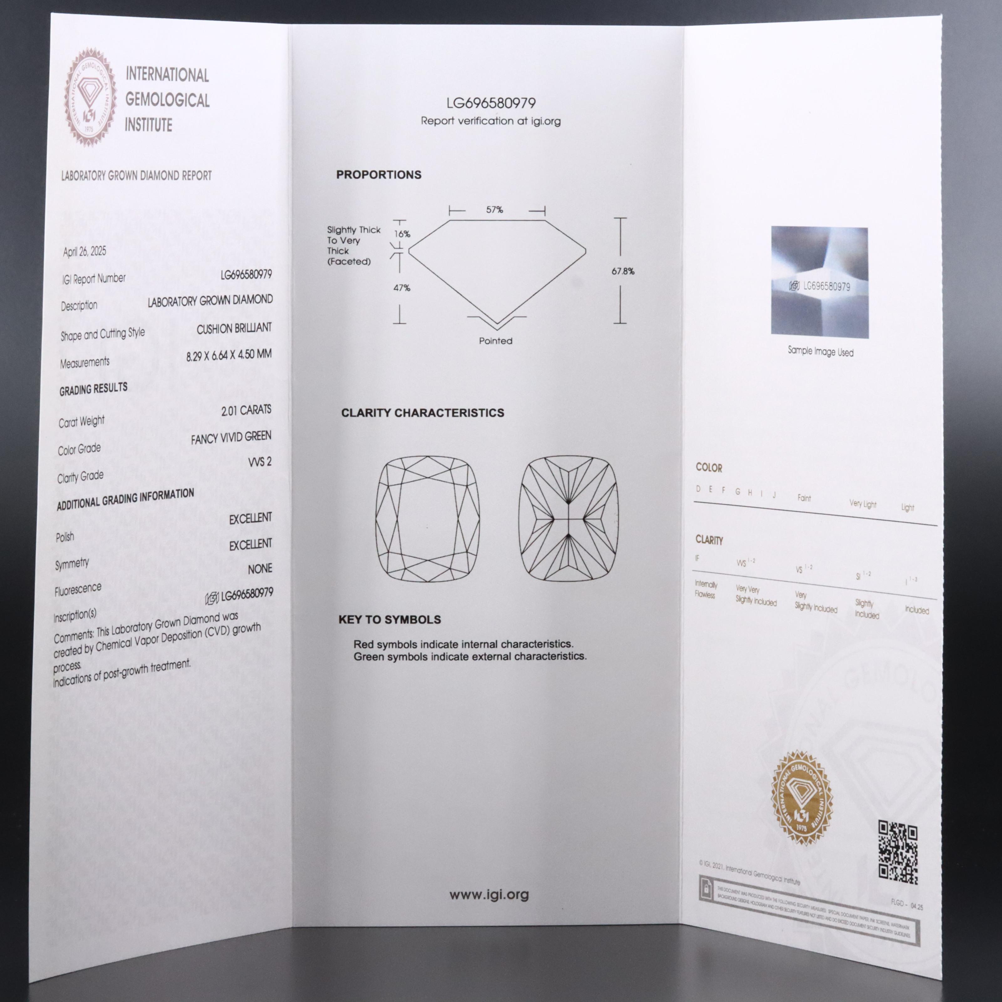 Loose 2.01 CT Lab Grown Diamond with IGI Report