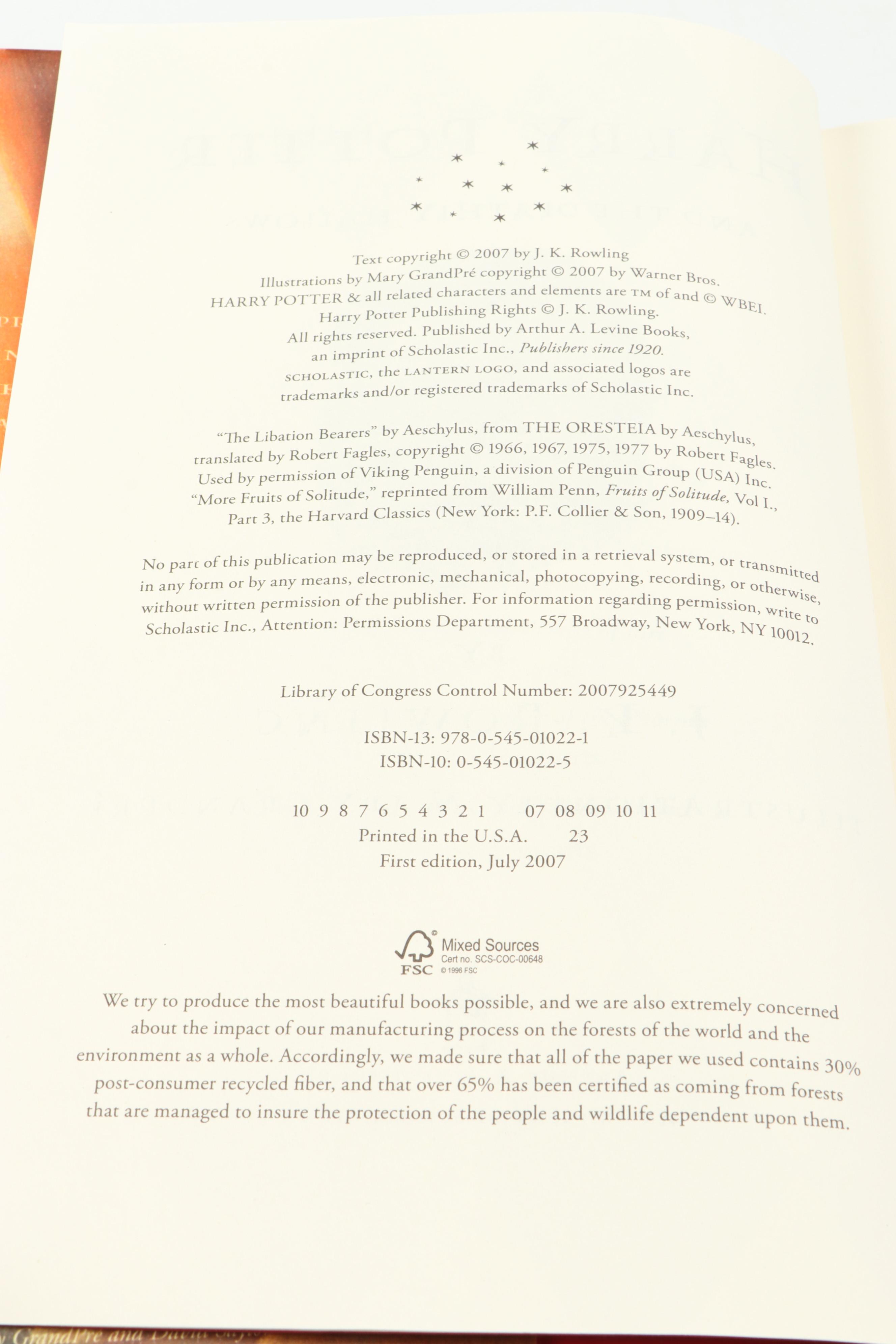 First American Edition "Harry Potter" Complete Series, Playing Cards and Figure