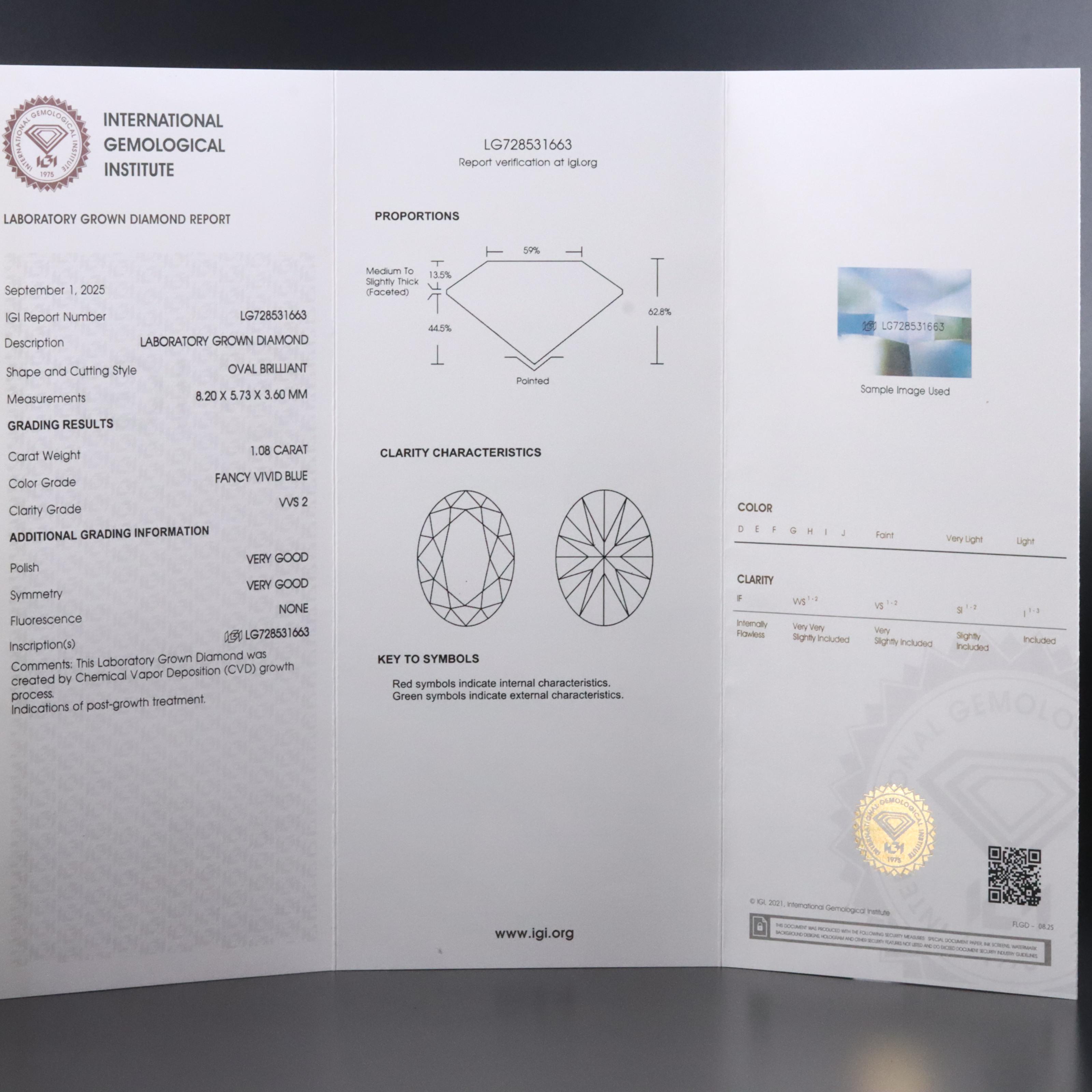 Loose 1.08 CT Lab Grown Diamond with IGI Report