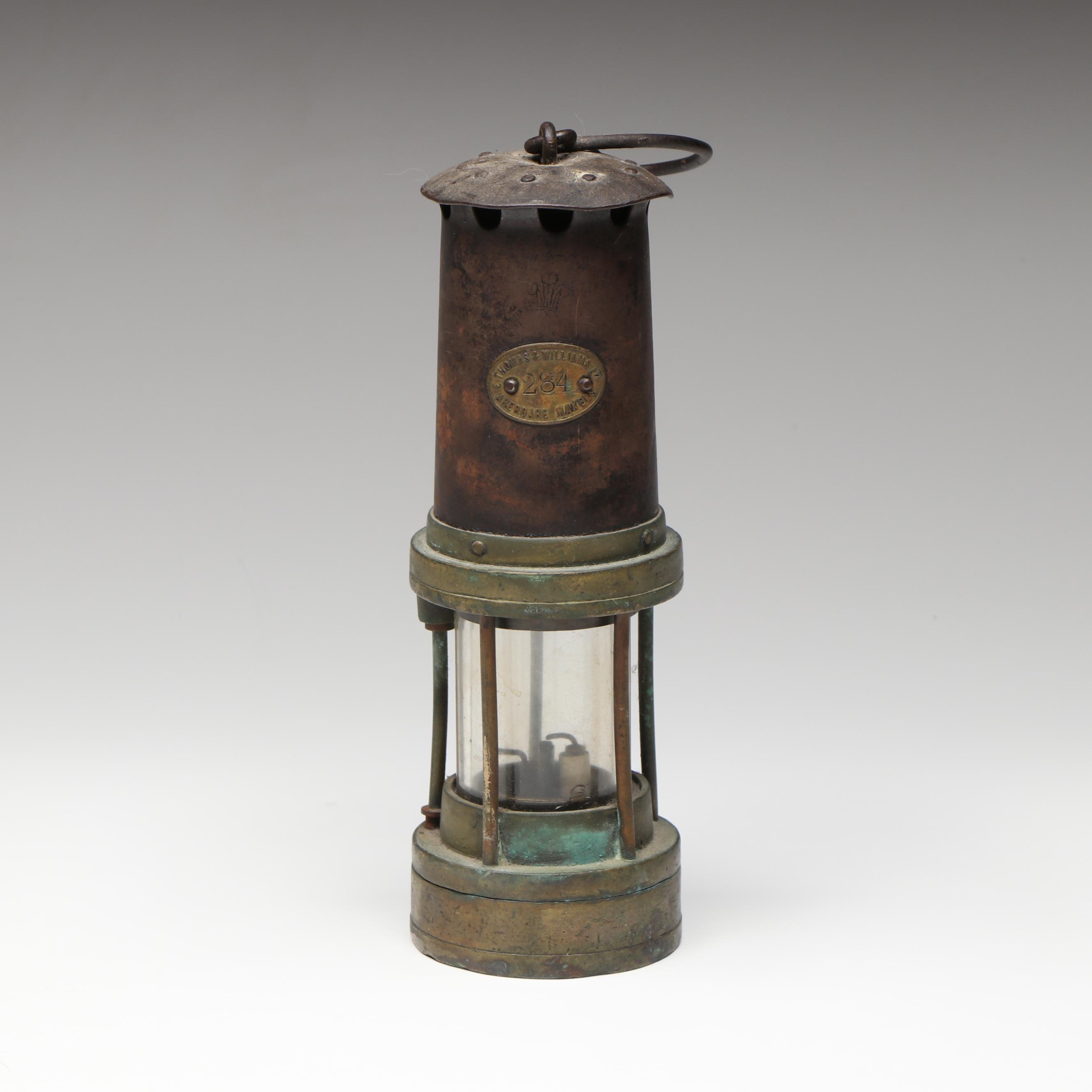 Vintage Thomas and Williams Brass 284 Miner's Lantern