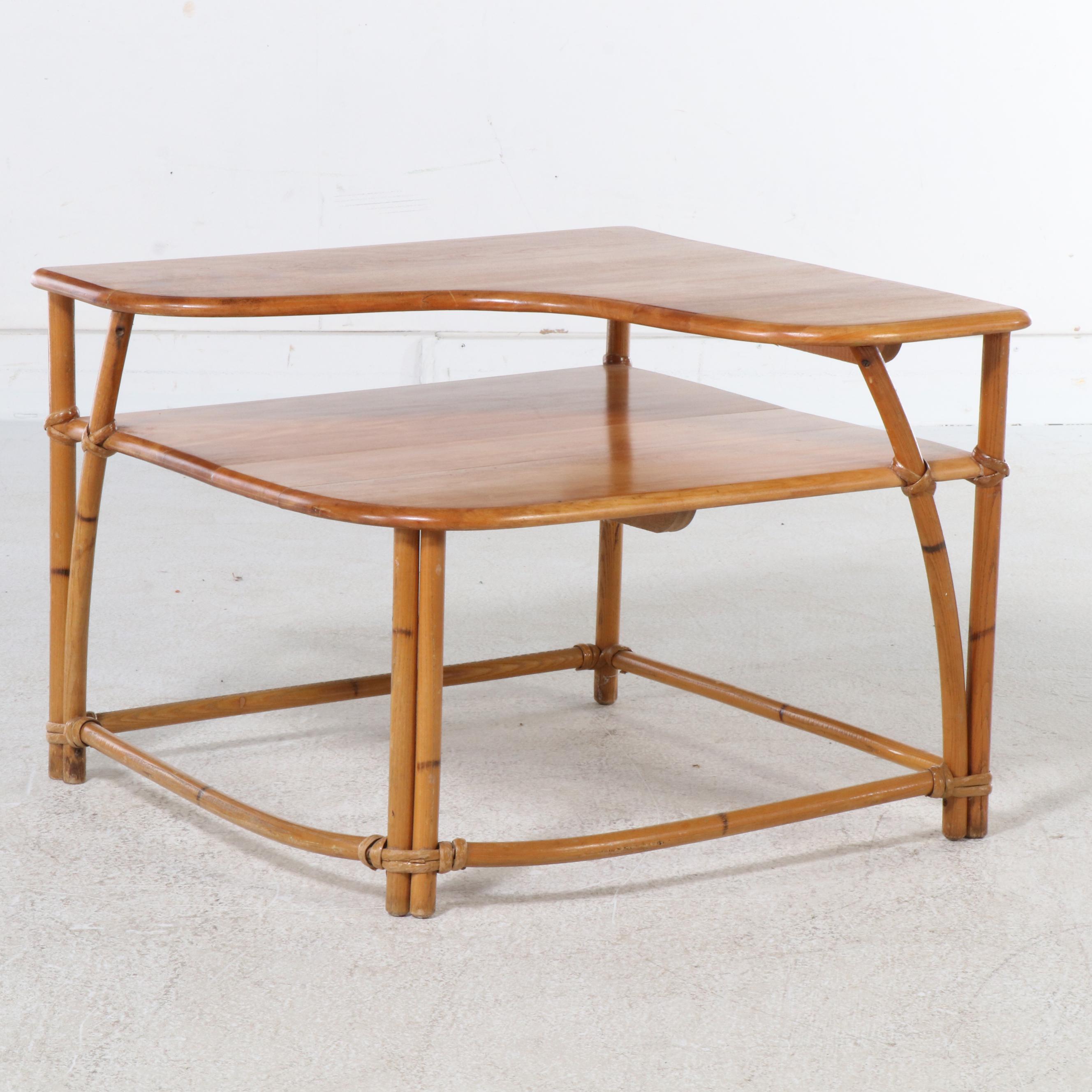 Heywood-Wakefield "Ashcraft" Two-Tiered Corner Table and End Table, Mid-20th C.