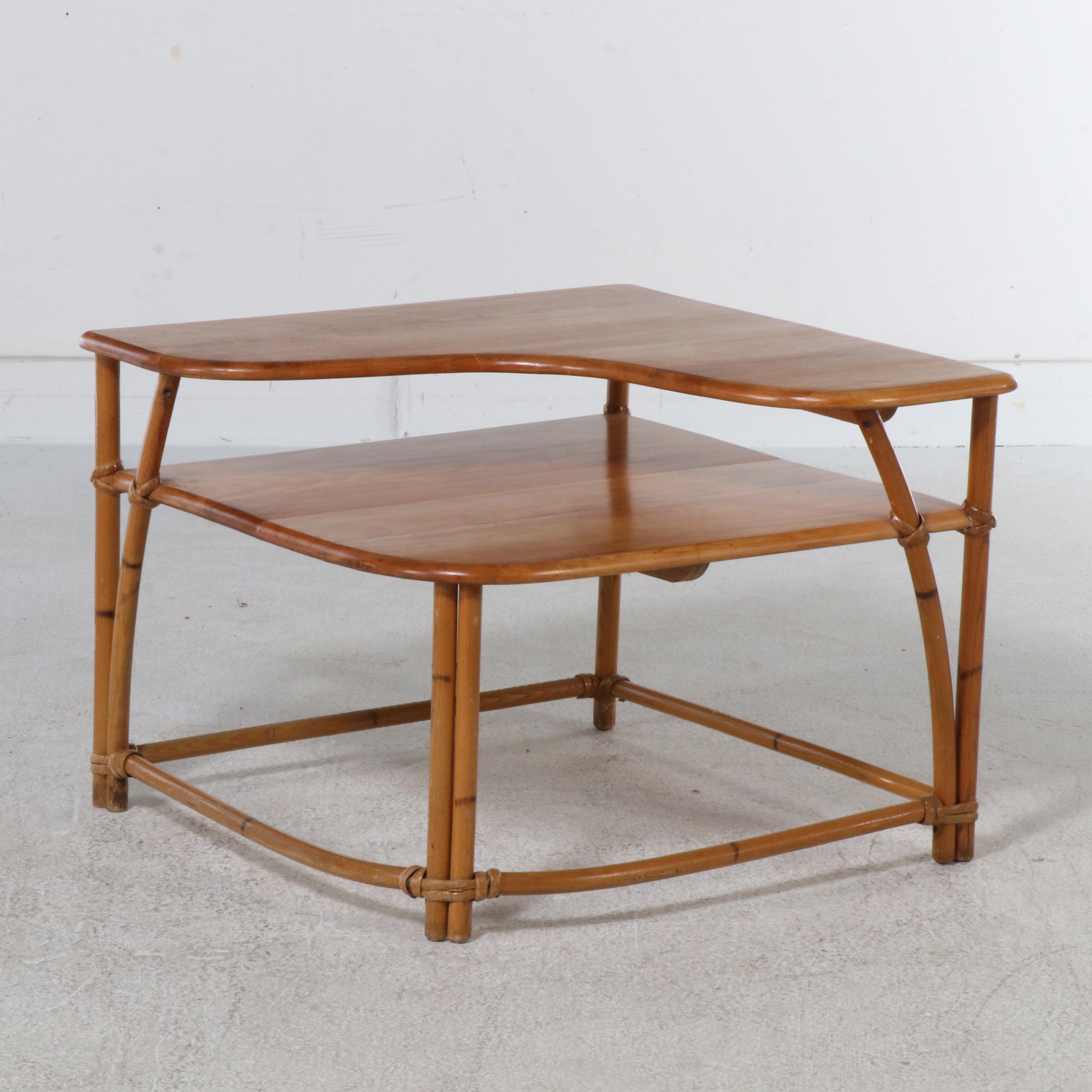 Heywood-Wakefield "Ashcraft" Two-Tiered Corner Table and End Table, Mid-20th C.