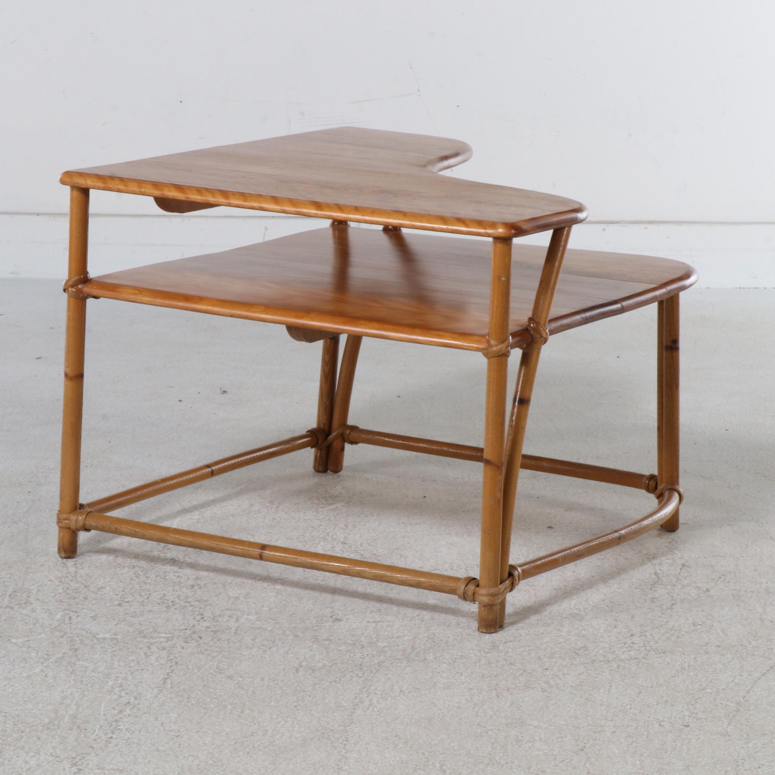 Heywood-Wakefield "Ashcraft" Two-Tiered Corner Table and End Table, Mid-20th C.