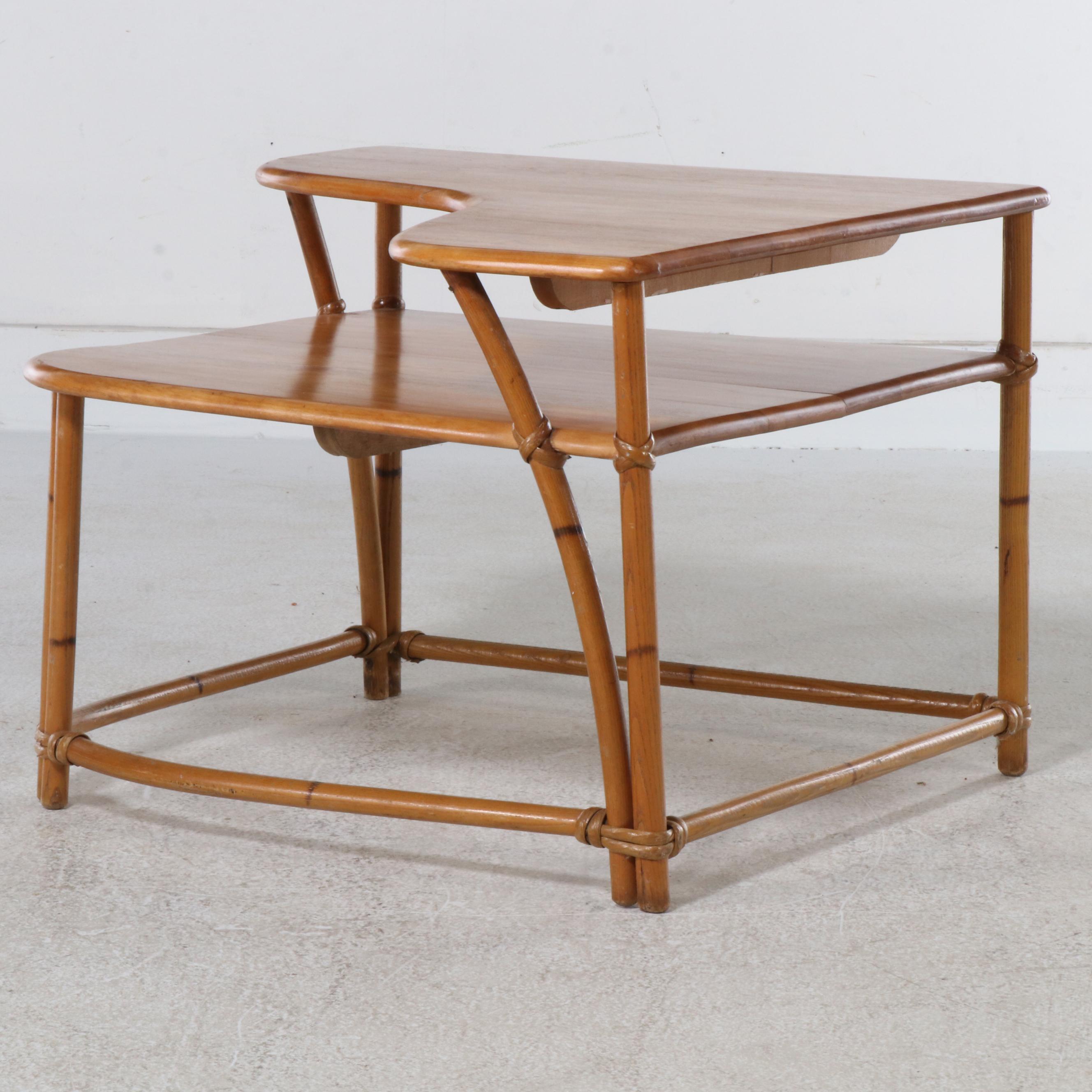Heywood-Wakefield "Ashcraft" Two-Tiered Corner Table and End Table, Mid-20th C.