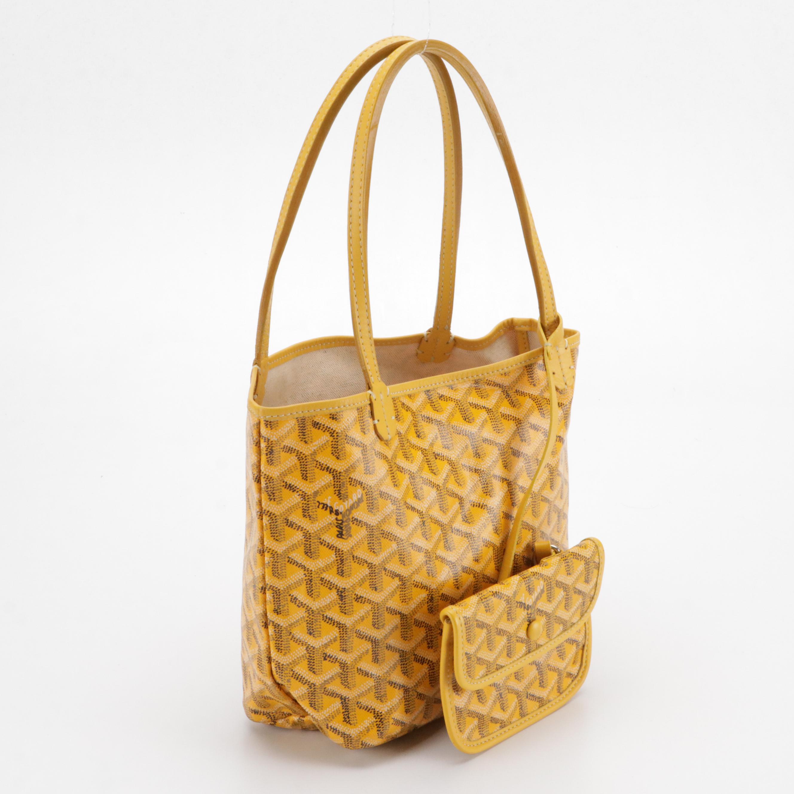 Goyard Saint Louis Junior Tote in Yellow Goyardine Canvas and Calfskin Leather