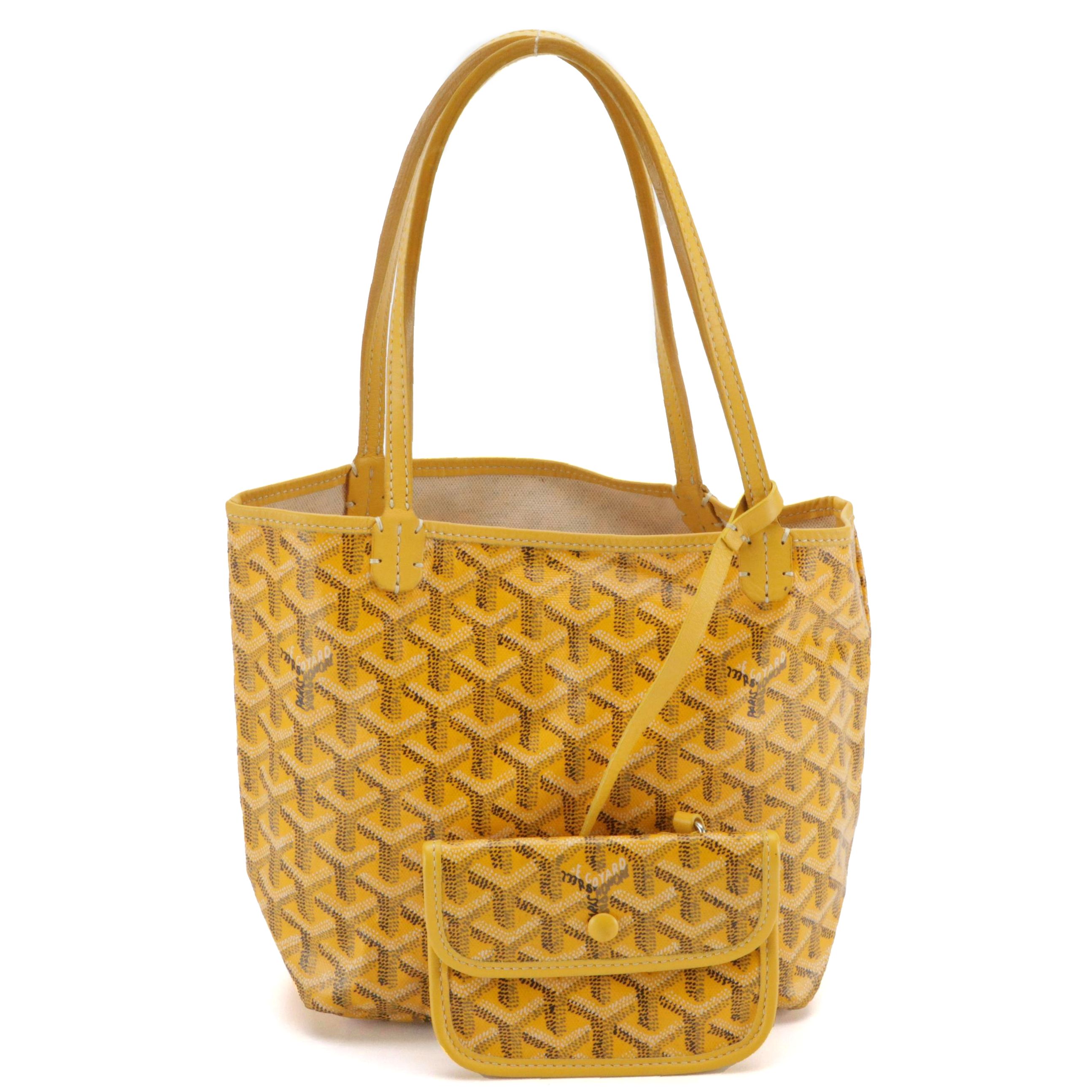 Goyard Saint Louis Junior Tote in Yellow Goyardine Canvas and Calfskin Leather