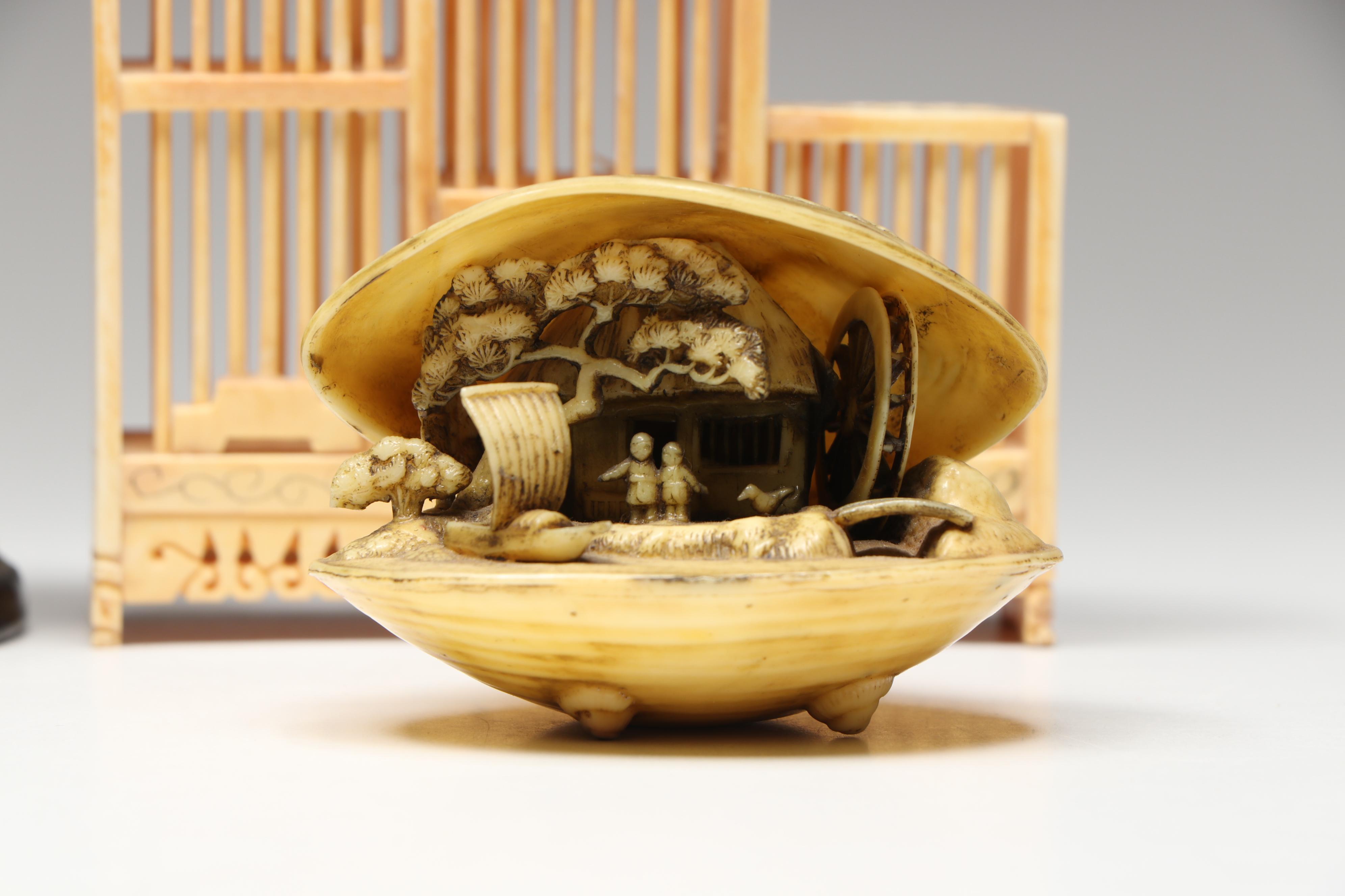 Chinese Celluloid Snuff Box, Chinese Bone Cricket Cage, and More Décor