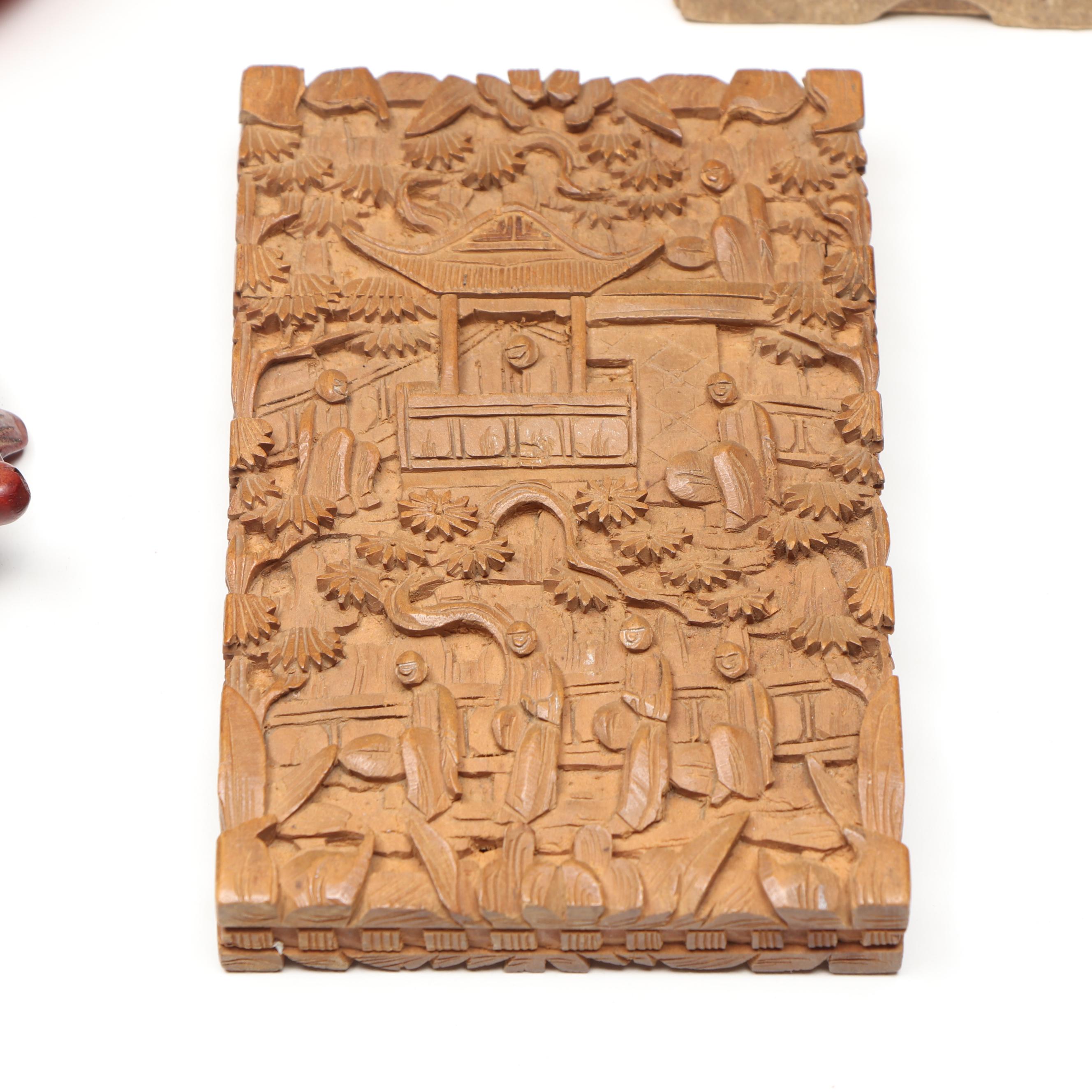 Chinese Celluloid Snuff Box, Chinese Bone Cricket Cage, and More Décor