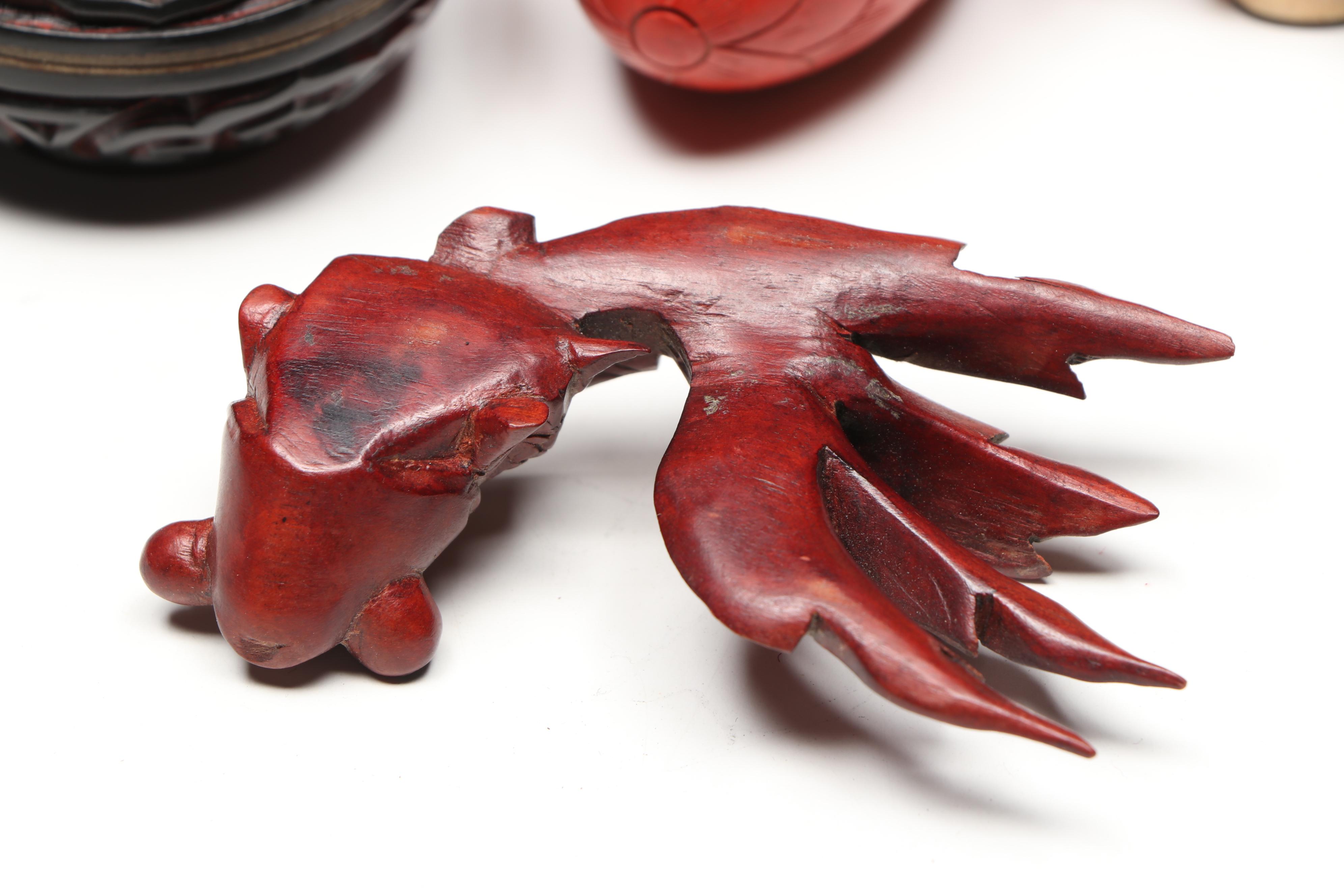 Chinese Celluloid Snuff Box, Chinese Bone Cricket Cage, and More Décor