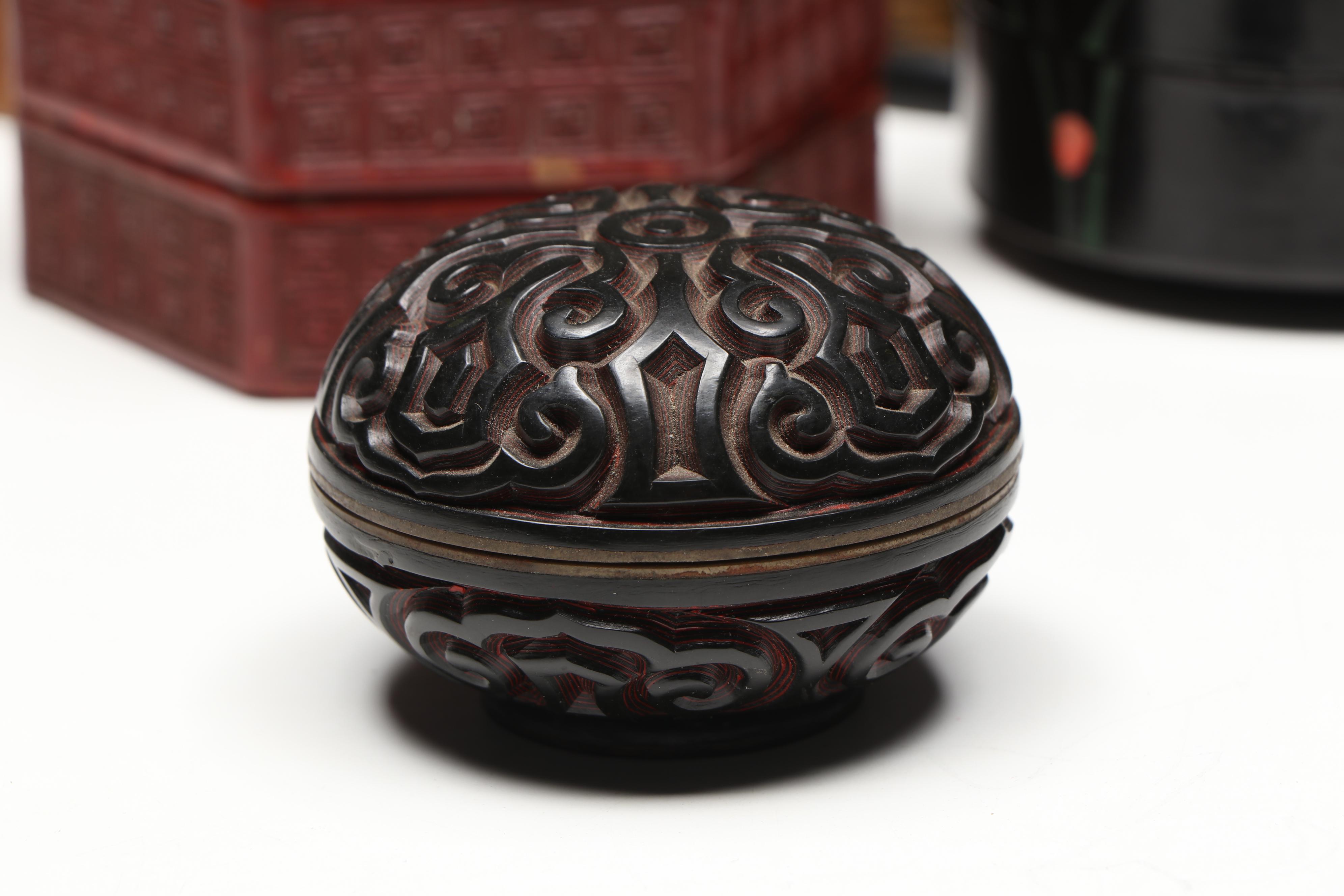 Chinese Celluloid Snuff Box, Chinese Bone Cricket Cage, and More Décor