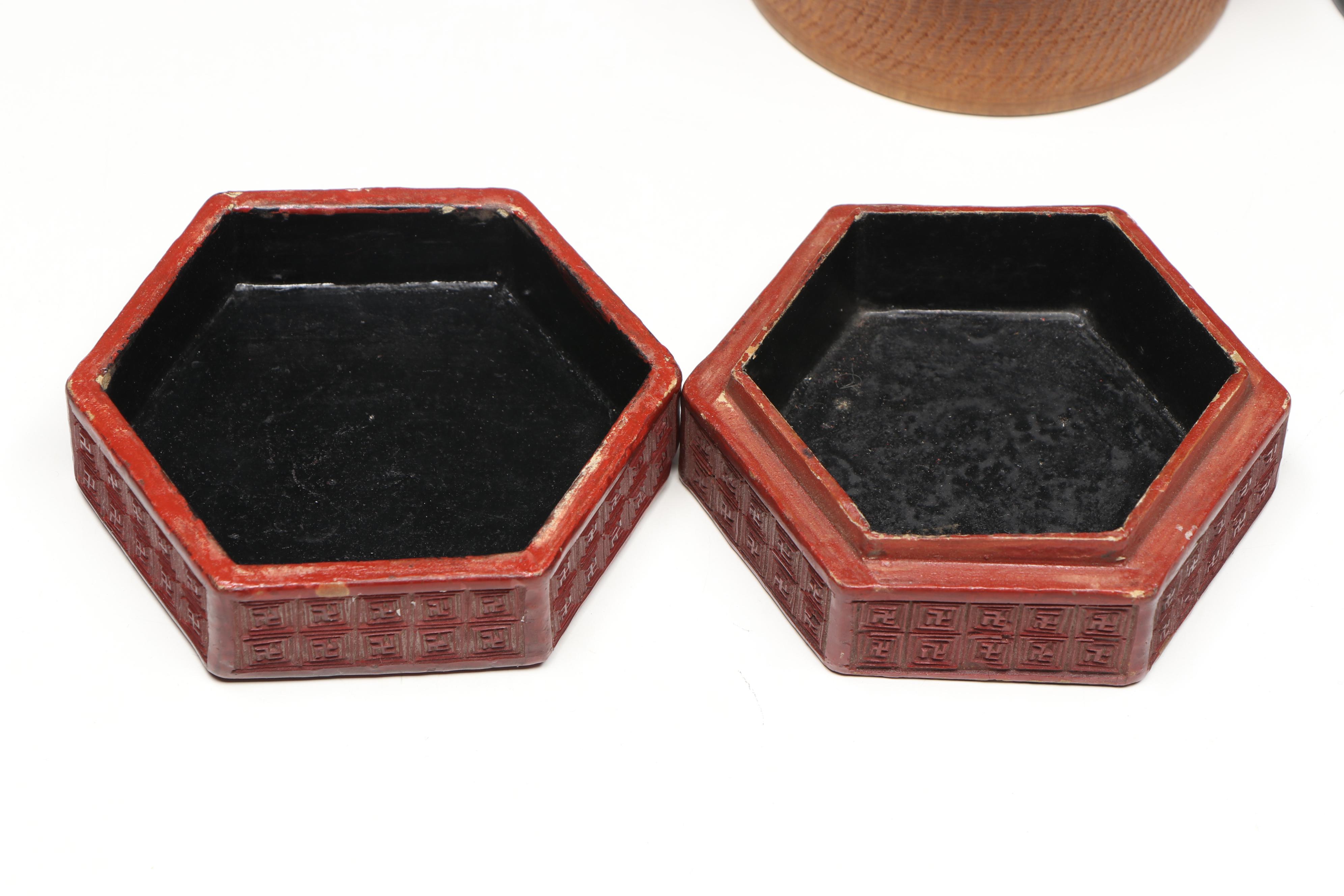 Chinese Celluloid Snuff Box, Chinese Bone Cricket Cage, and More Décor