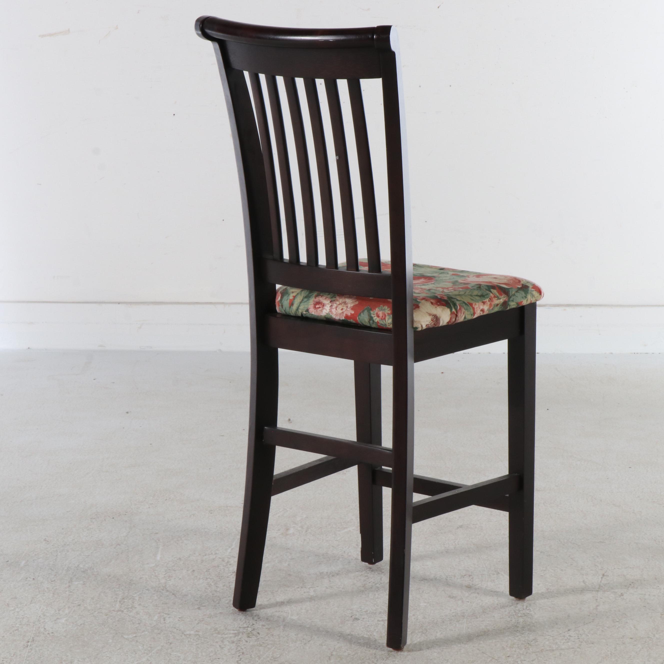 Set of Three Wooden Shaker Style Slat Back Stools