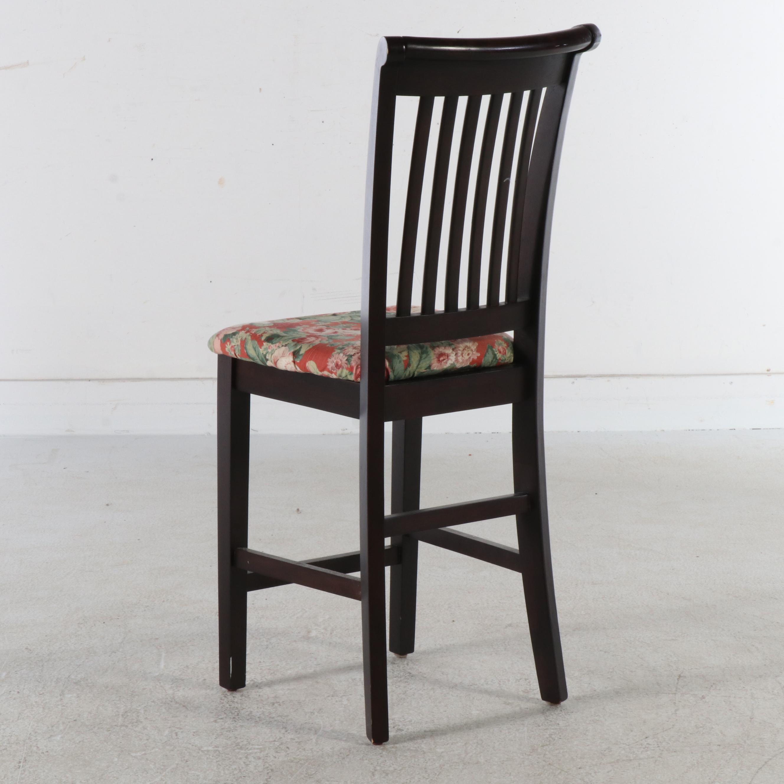 Set of Three Wooden Shaker Style Slat Back Stools