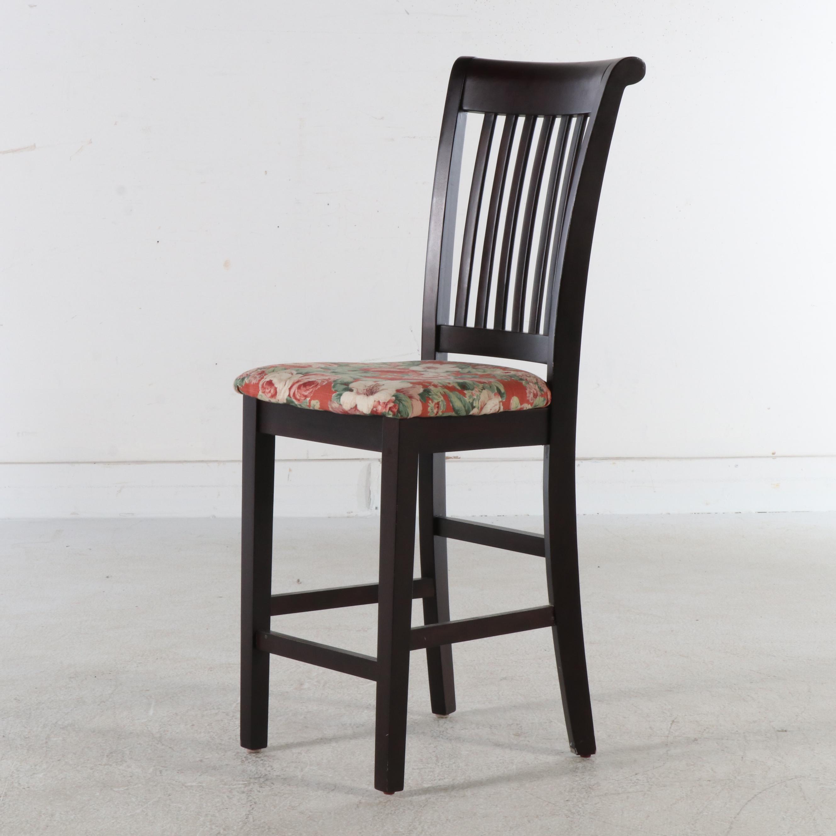 Set of Three Wooden Shaker Style Slat Back Stools