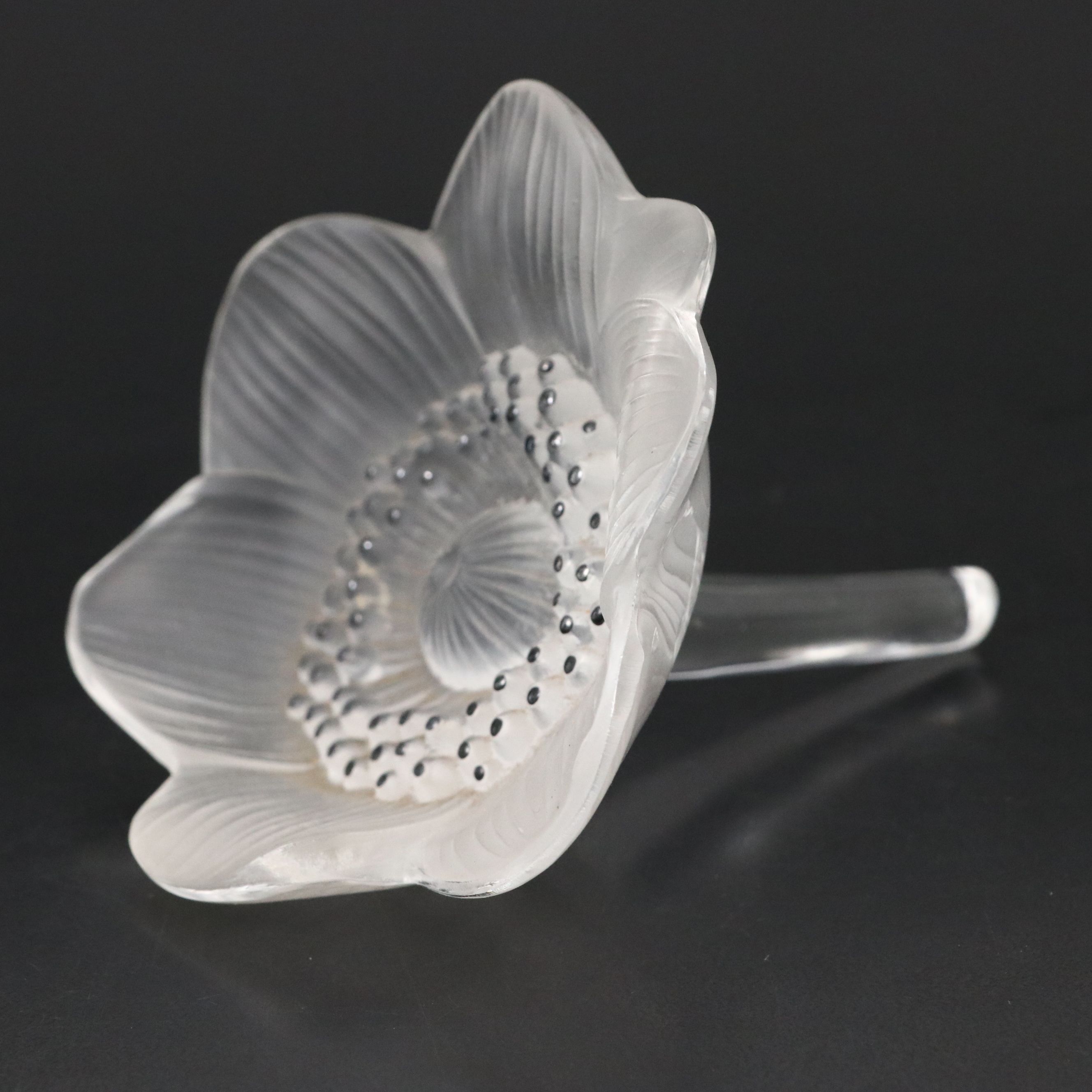 Vintage Lalique "Anemone" Crystal Figurine, Mid to Late 20th Century